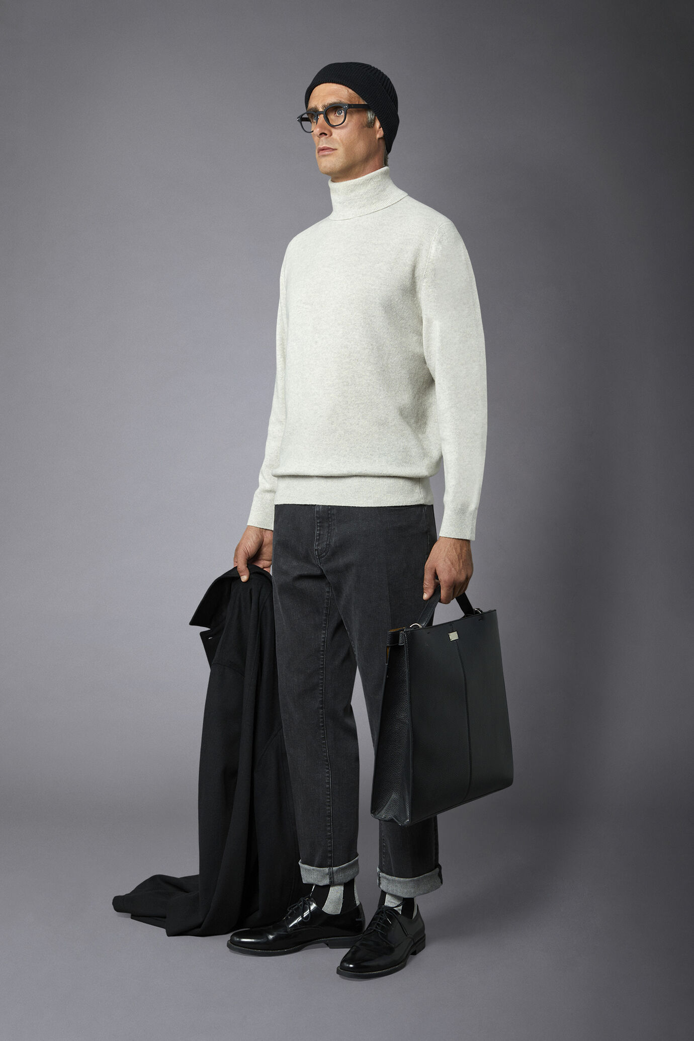 Maglia uomo collo alto in misto lana lambswool regular fit image number 1