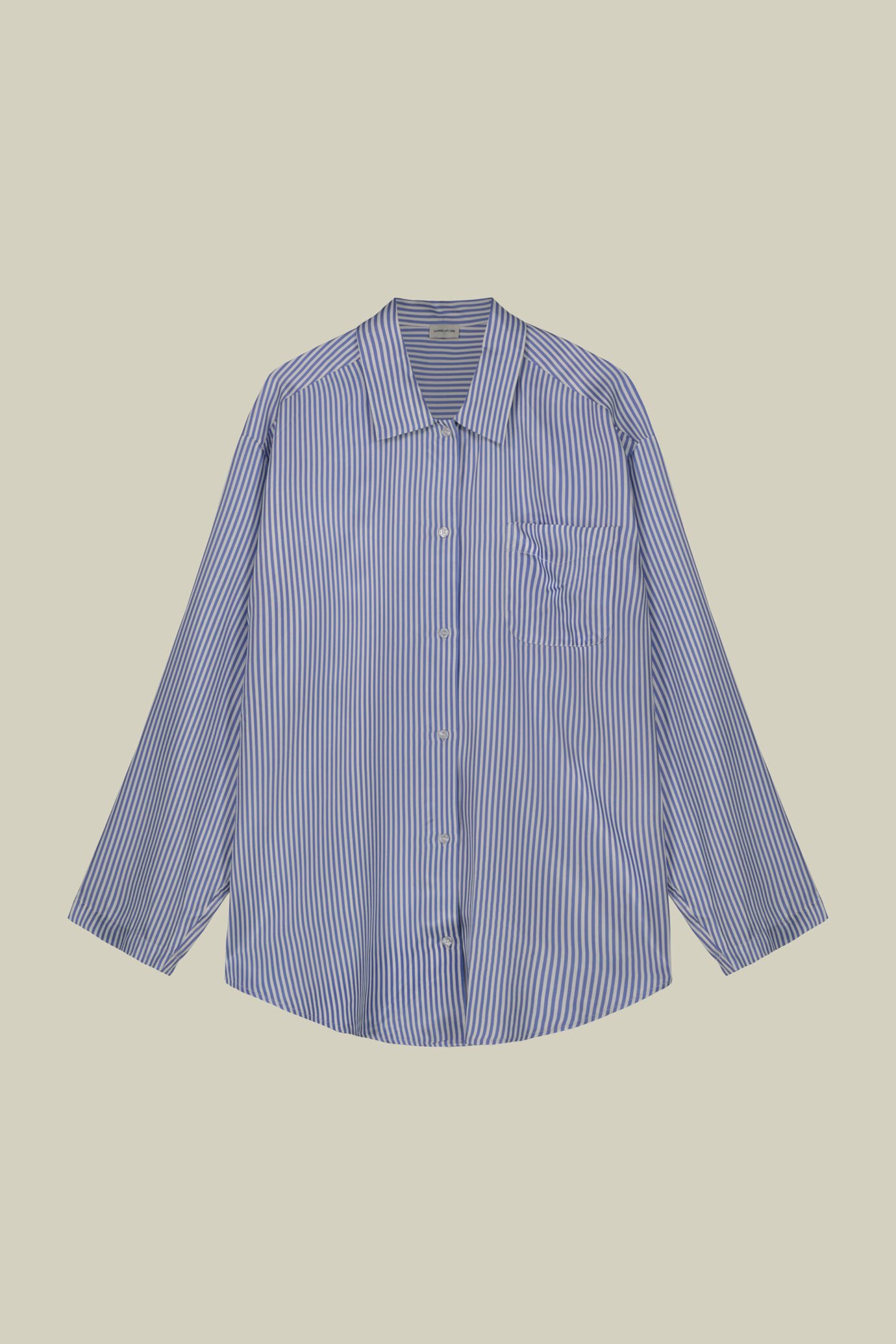 Camicia donna pigiama oversized in tessuto stampato a righe