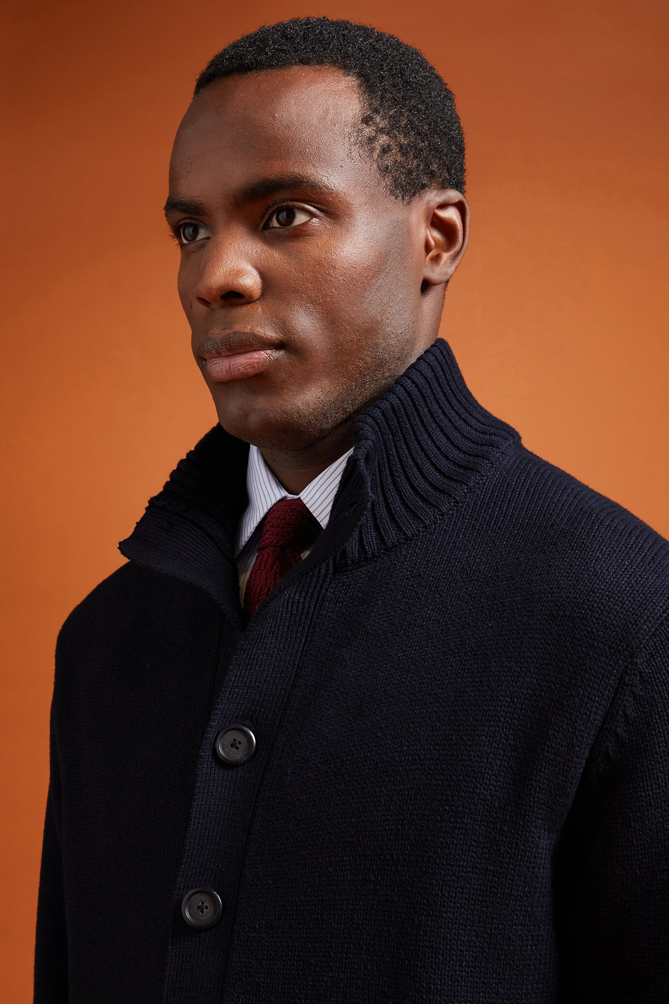 Herren-Strickjacke mit hohem Ausschnitt aus 100 % Baumwolle in normaler Passform image number 3