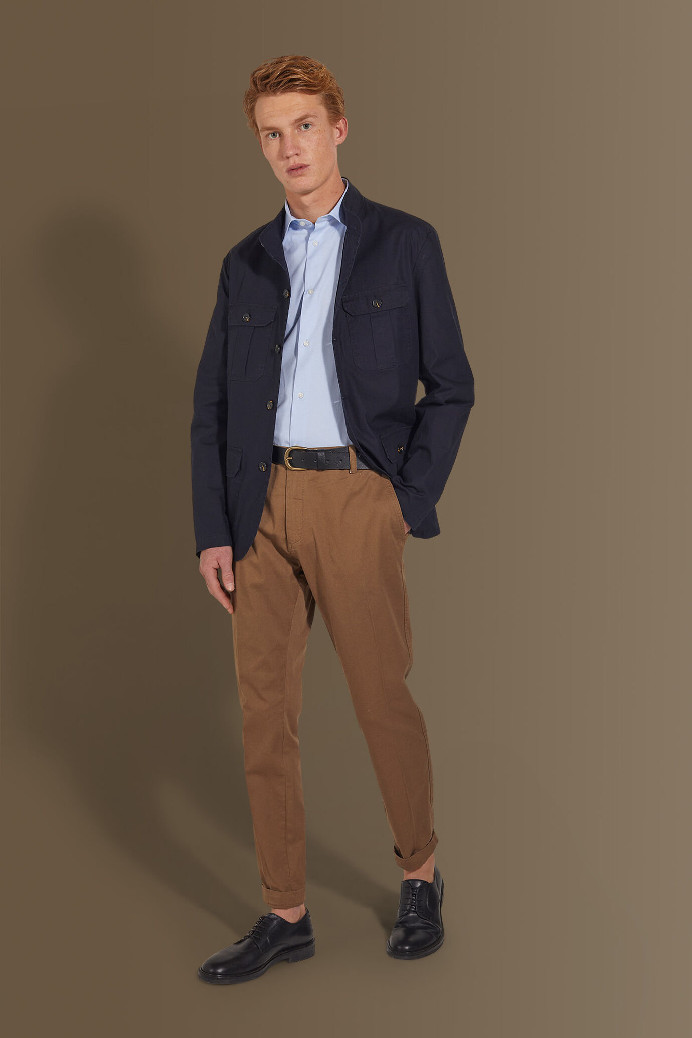Trousers with back patch pocket in contrast colour image number 1