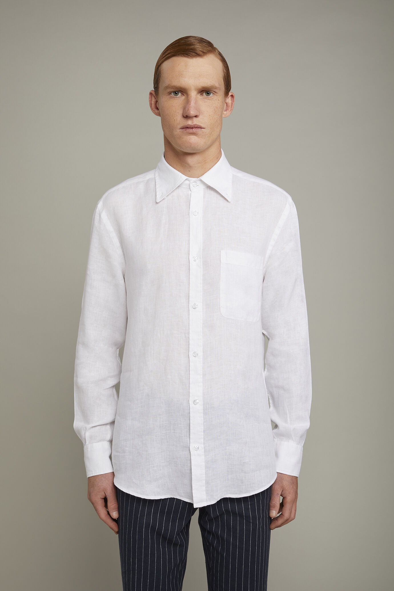 Men’s casual shirt button down collar 100% linen comfort fit