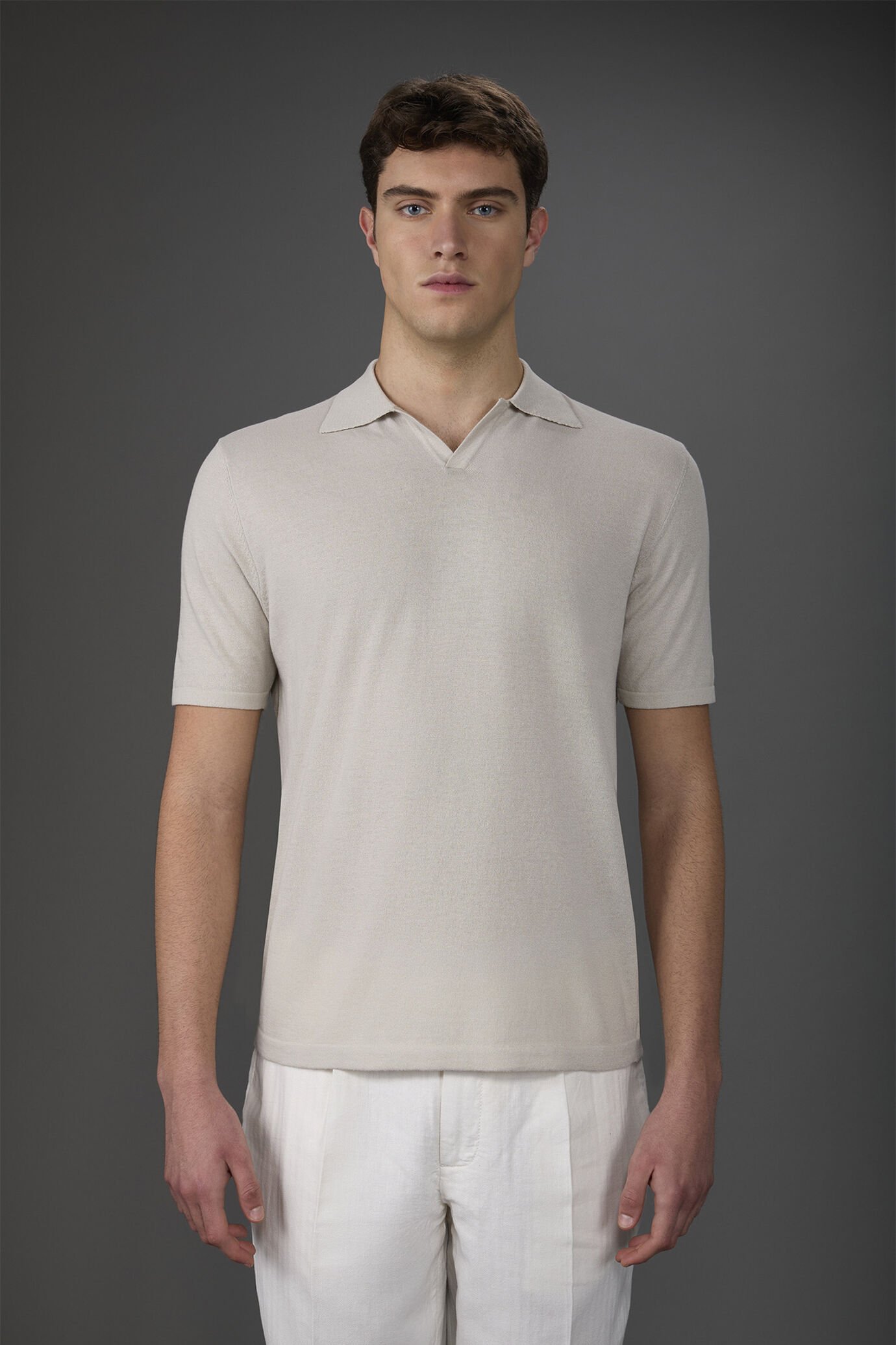 Herren-Poloshirt aus 100 % Baumwoll-Krepp mit kurzen Ärmeln und Derby-Kragen image number 1