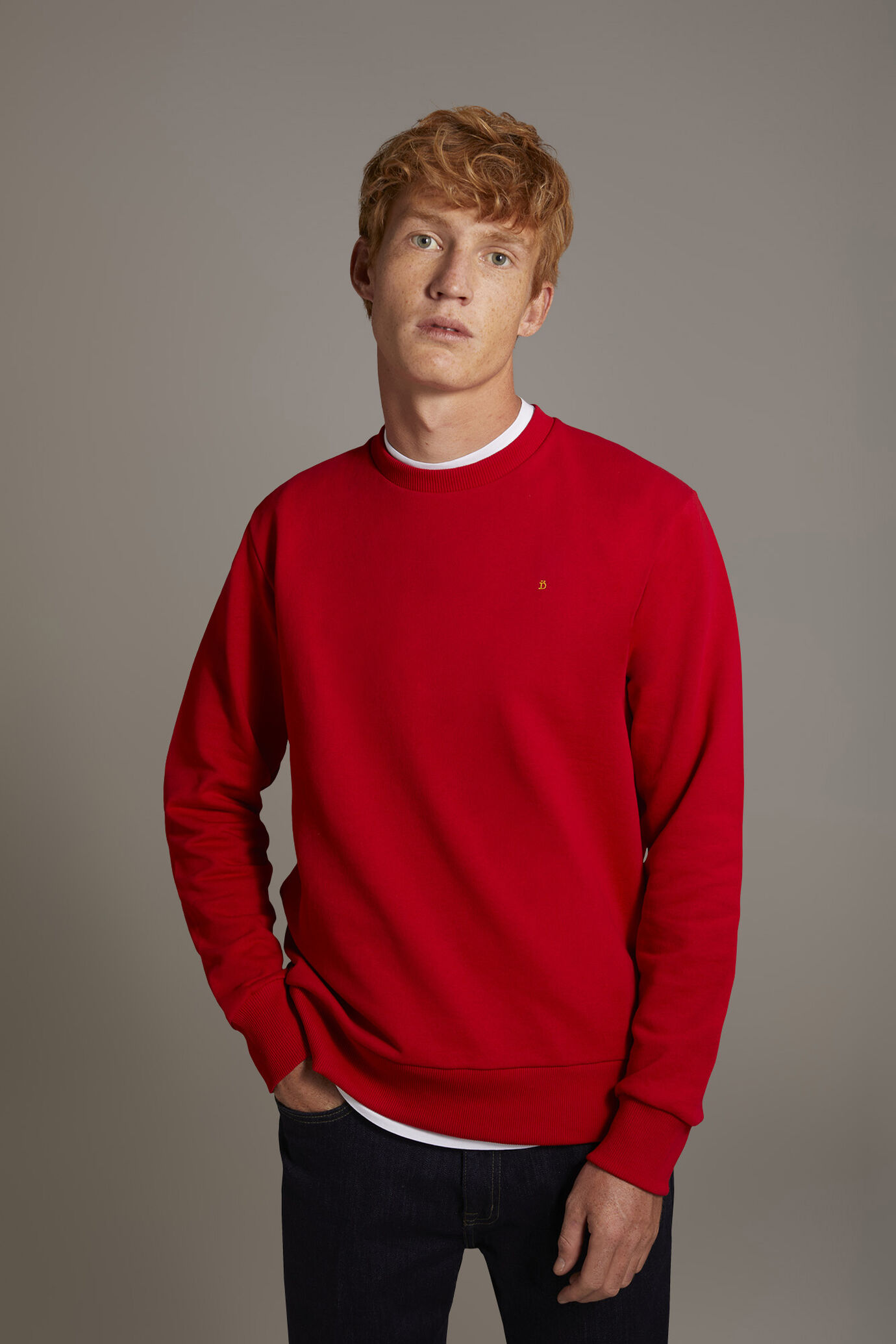 Round neck 100% cotton sweatshirt made in Italy image number 1