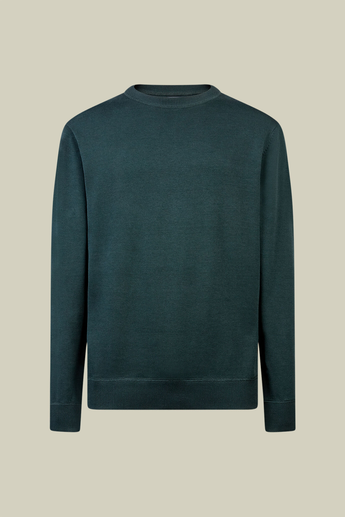 Herren-Pullover mit Rundhalsausschnitt aus Baumwolle in normaler Passform mit Plüscheffekt-Details image number 0