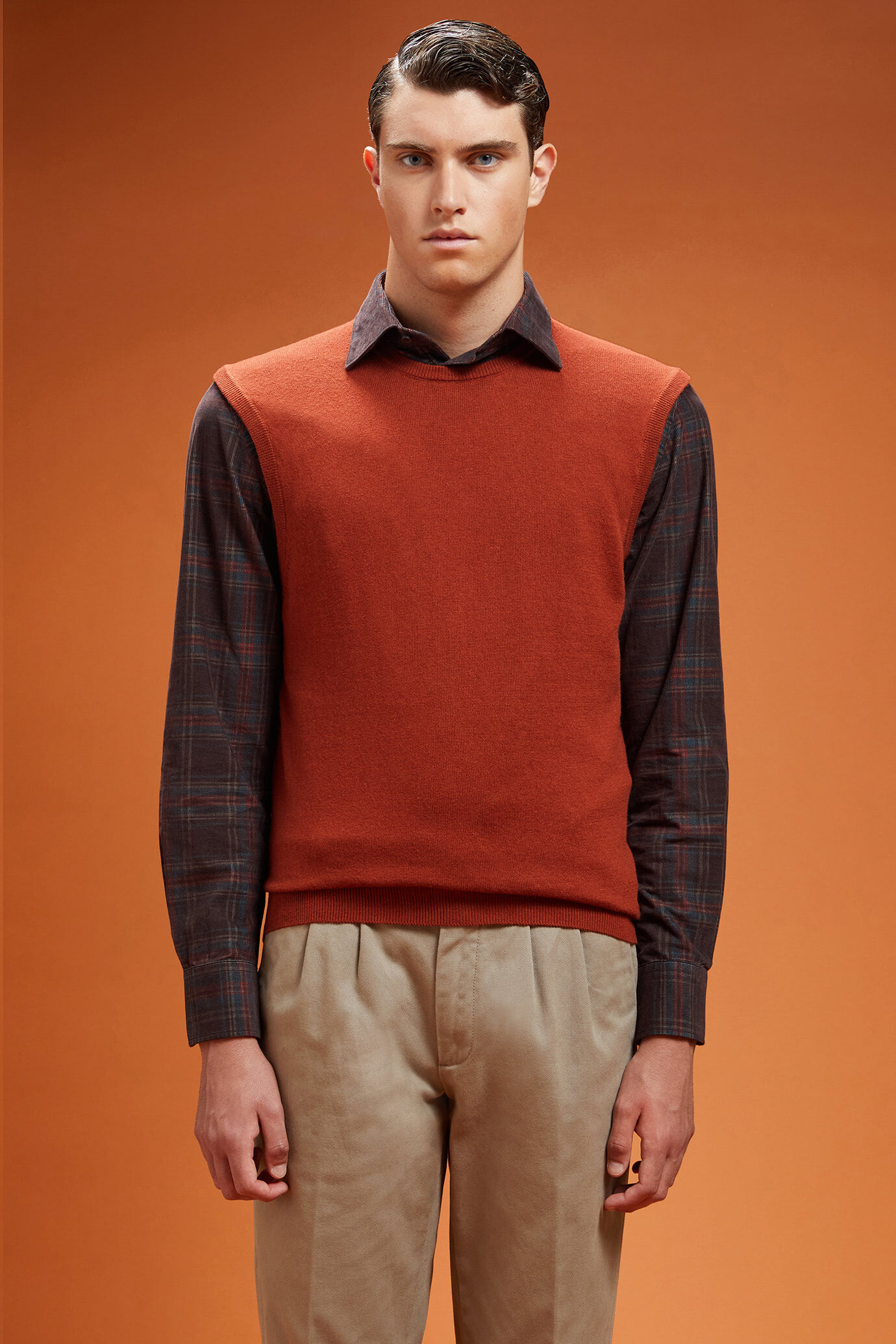 Gilet uomo girocollo lana e cotone regular fit image number 0