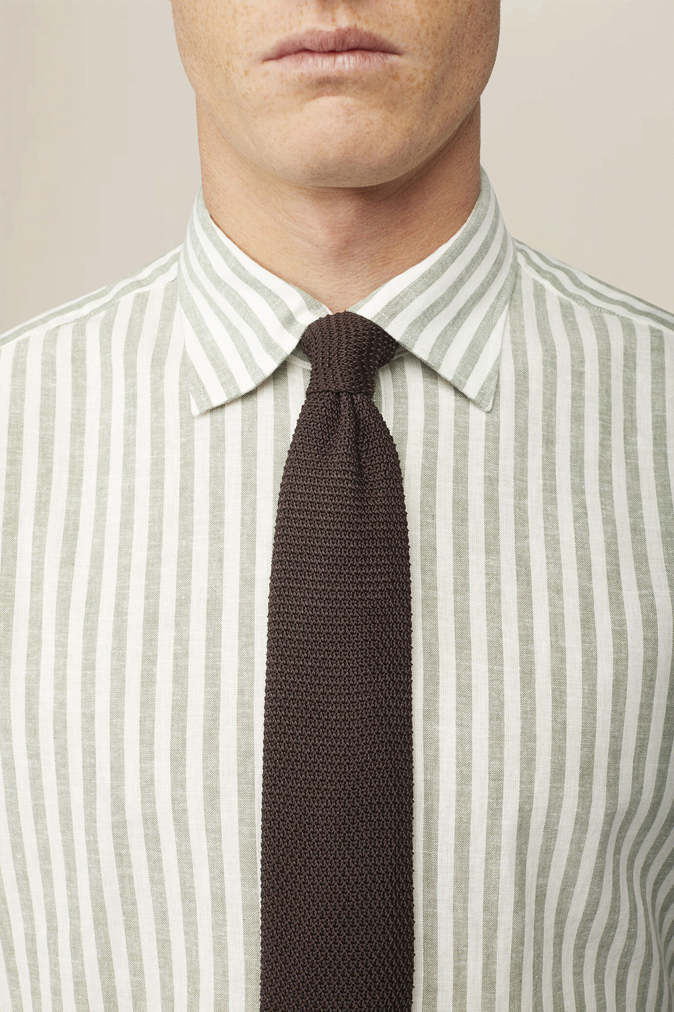 Camicia uomo misto lino cotone righe larghe image number 2