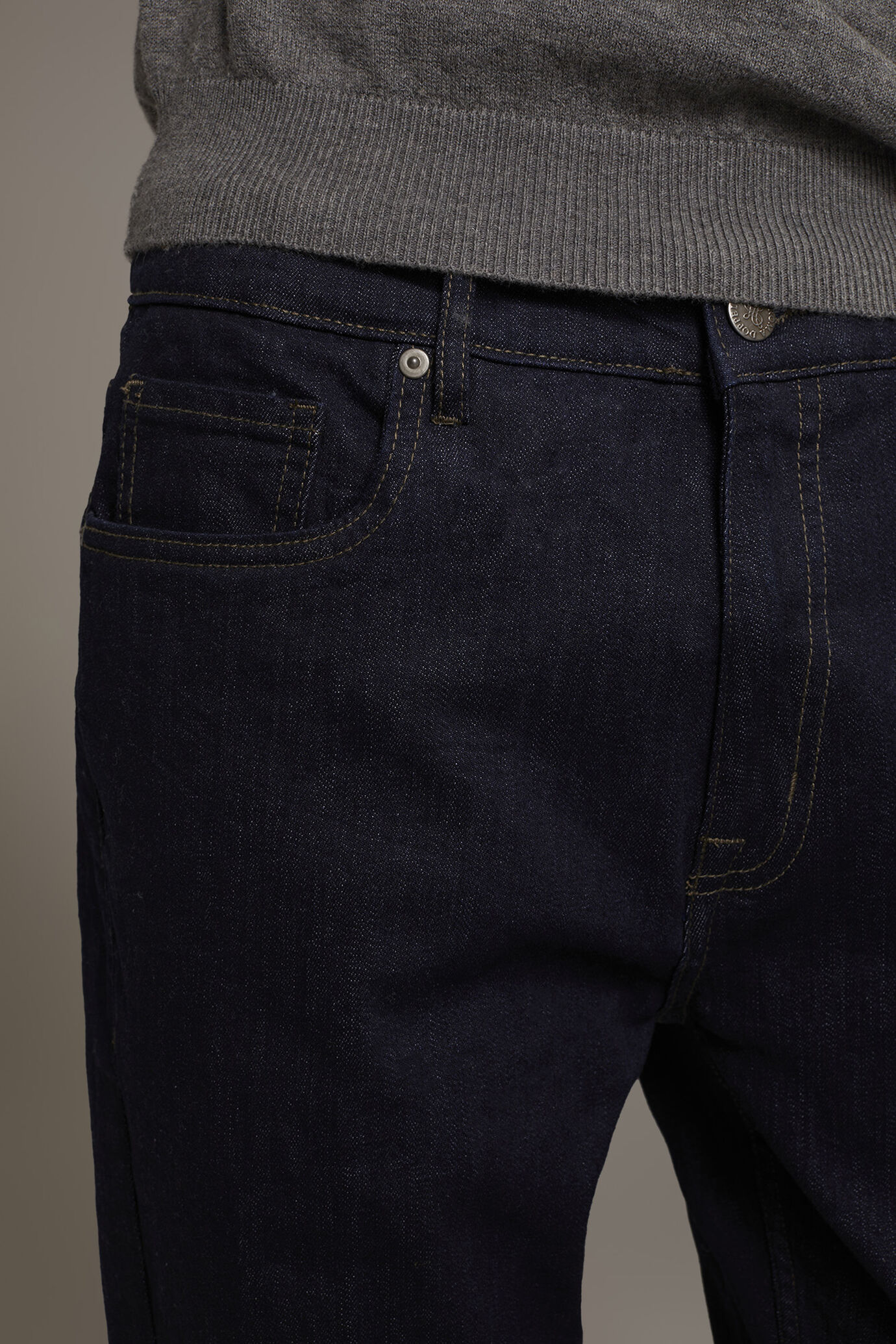 Regular fit denim 5 pockets trousers in denim fabric image number 5