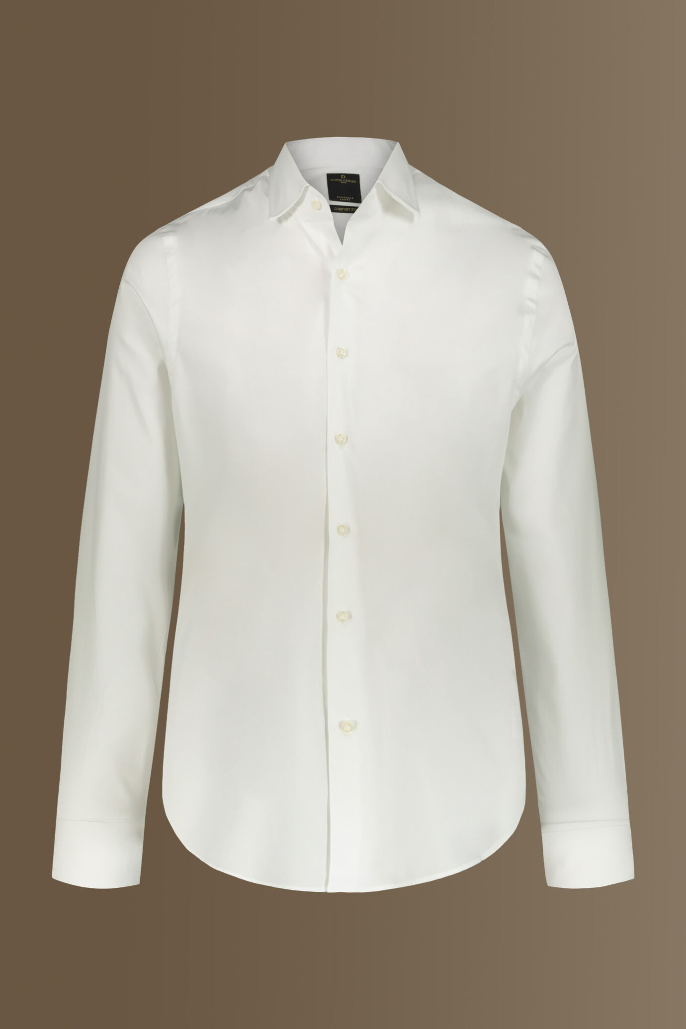 Camicia classica bianca uomo collo francese tinta unita fiammato image number 0