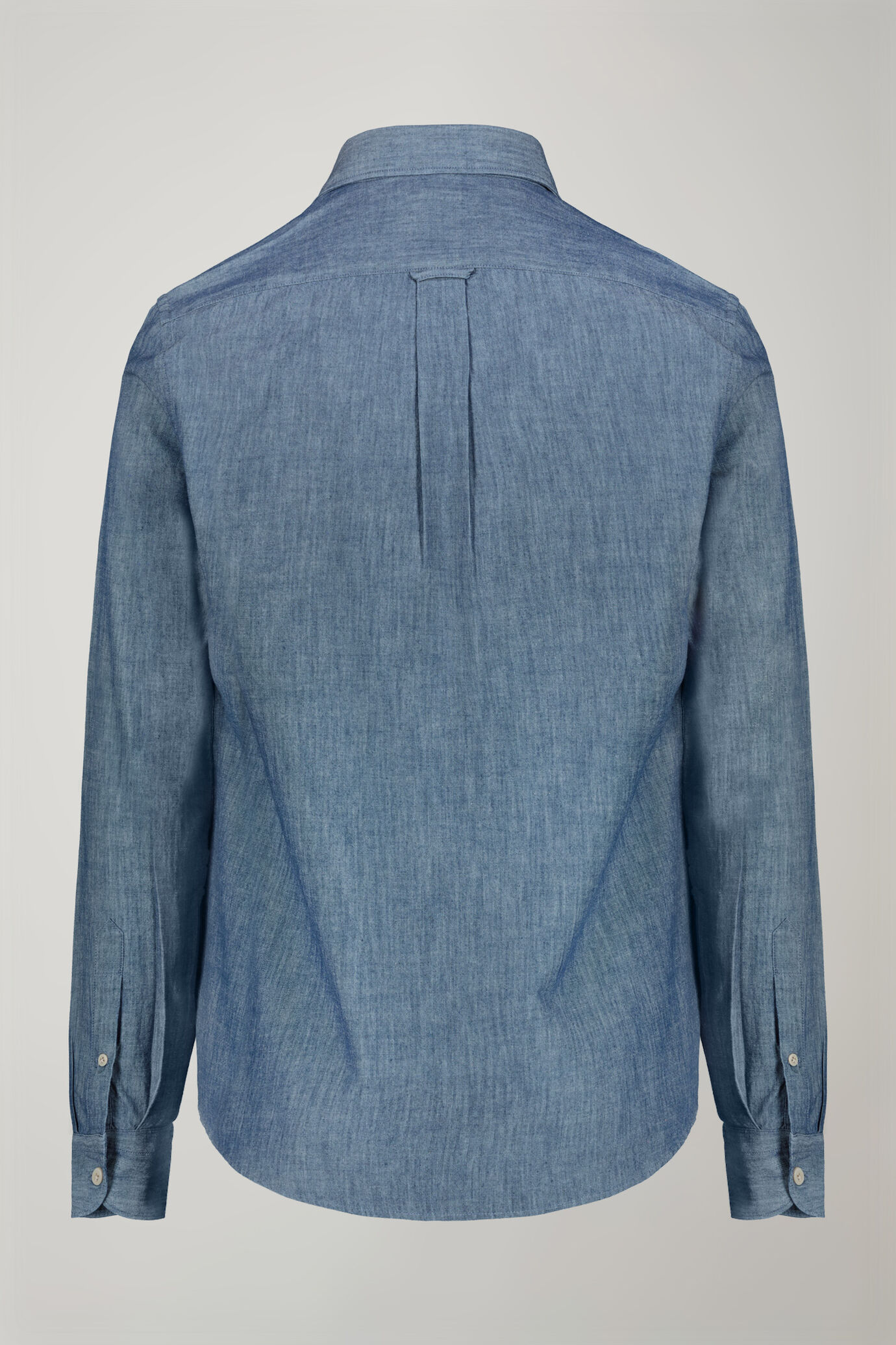 Men’s casual shirt classic collar 100% cotton denim fabric comfort fit image number 6