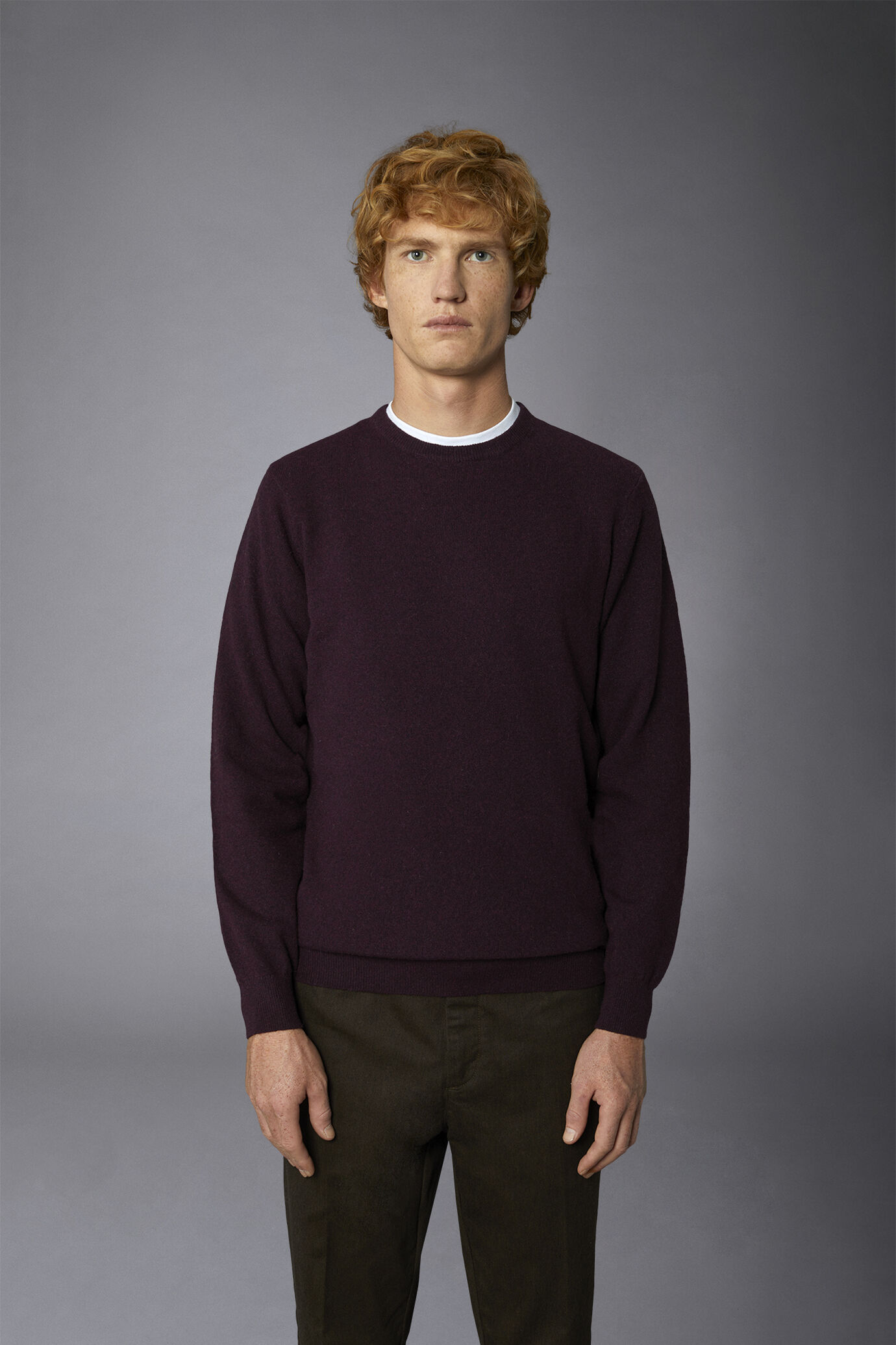 Men's crew neck wool blend lambswool regular fit sweater image number 3