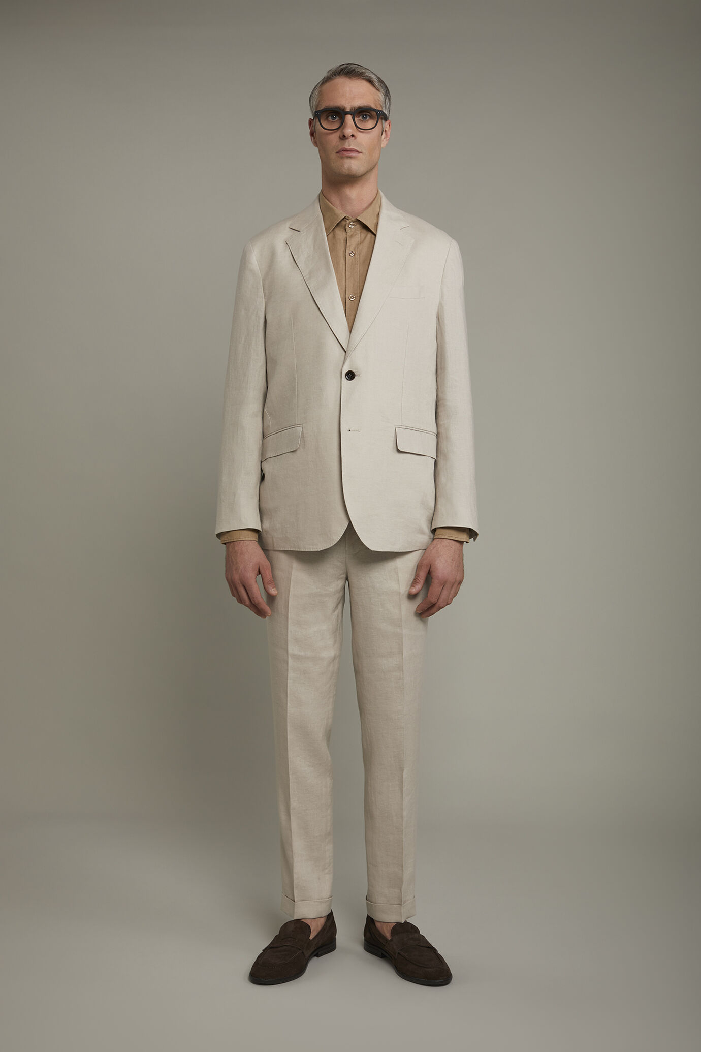 Abito uomo monopetto 100% lino regular fit image number 2