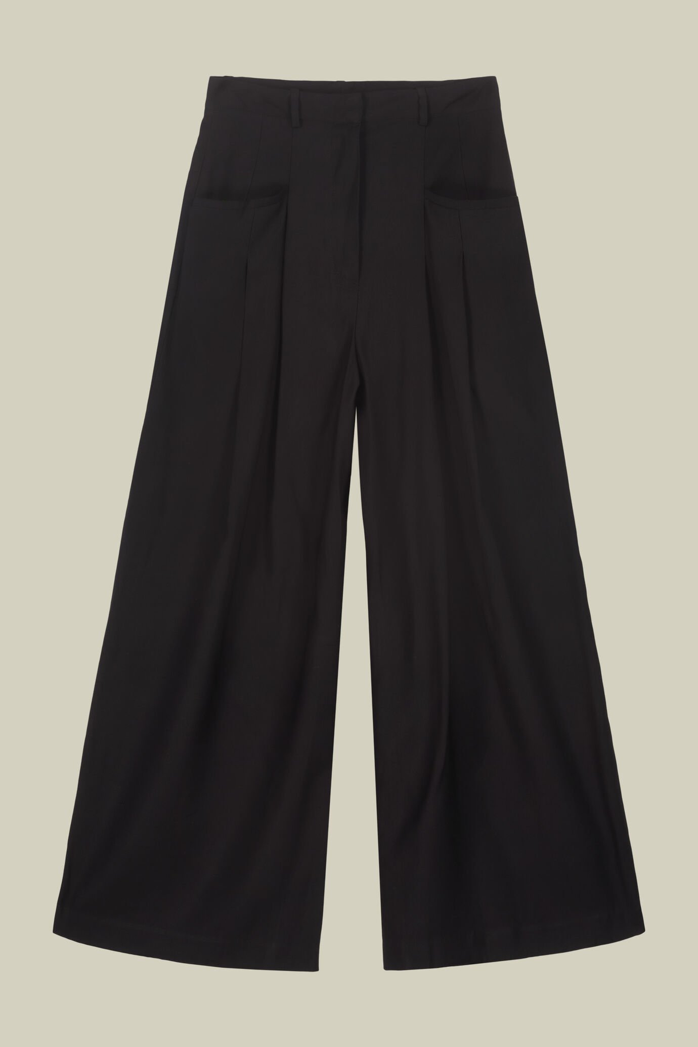Pantalone donna ampio con tasche a filetto frontali
