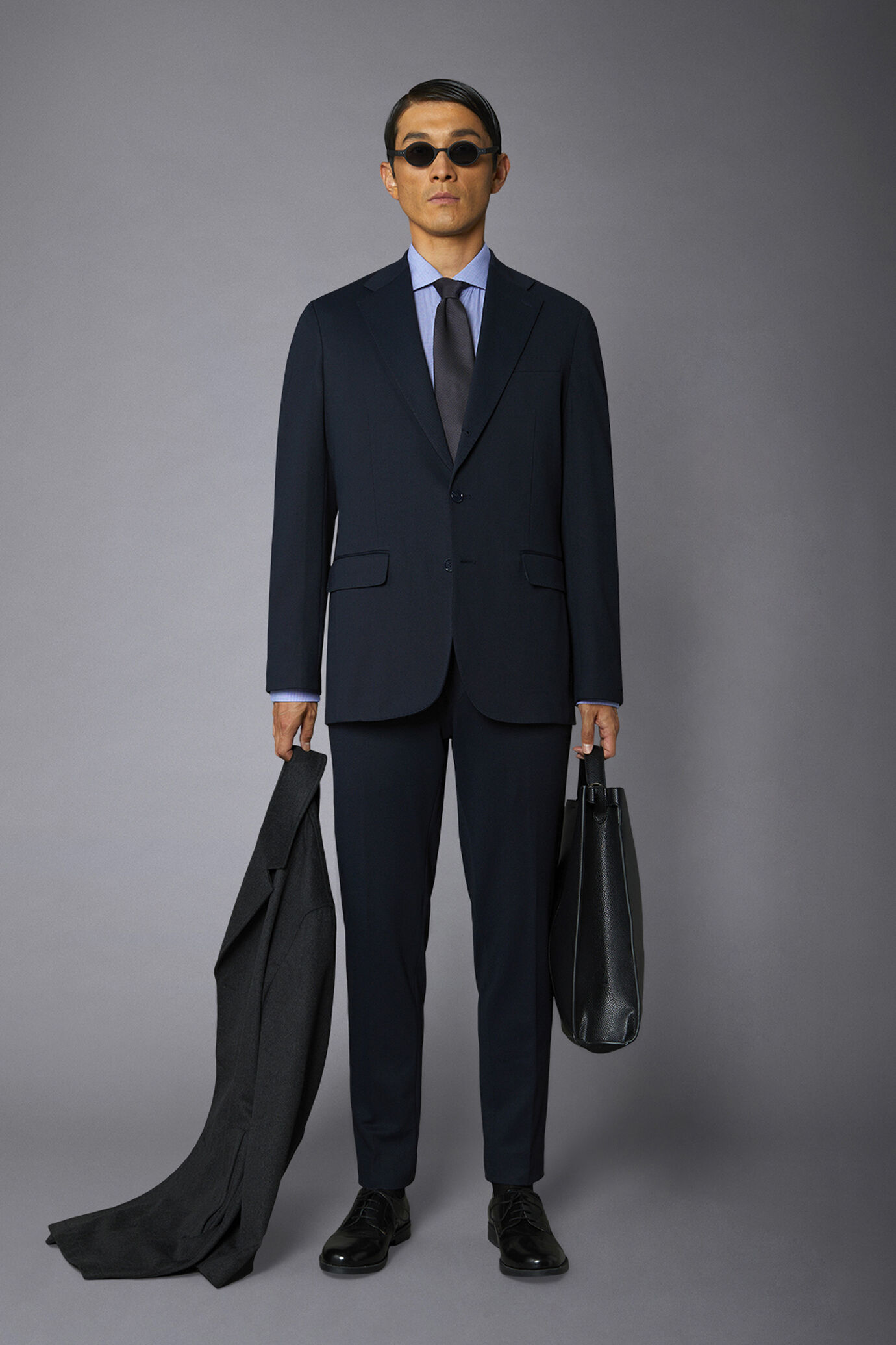 Men's single-breasted suit regular fit jersey fabric