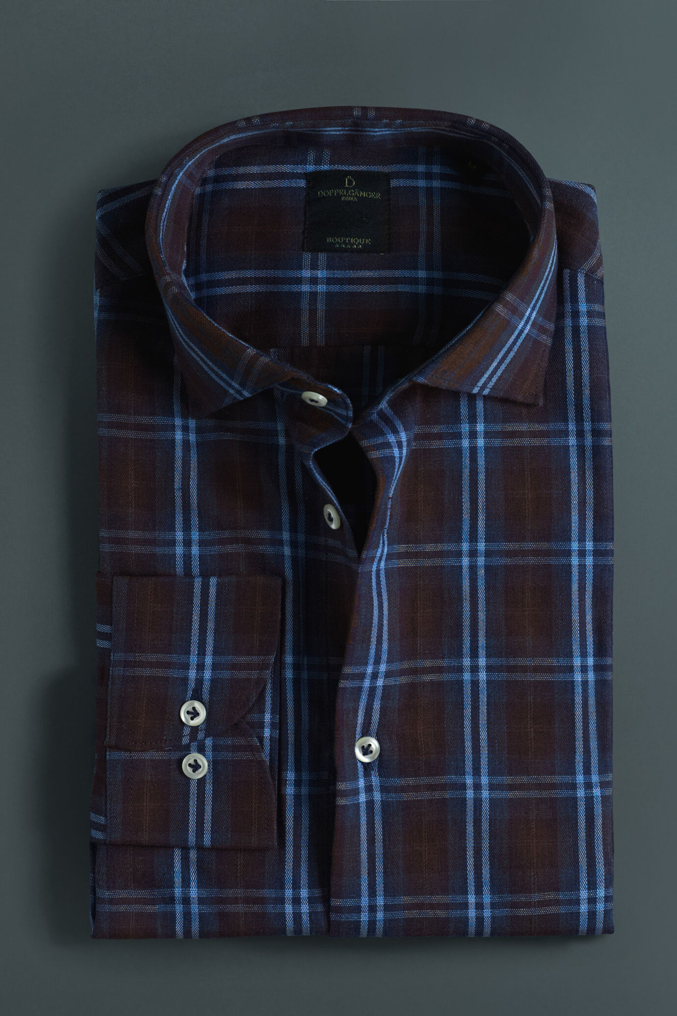 Camicia casual uomo collo francese fantasia quadroni image number 2