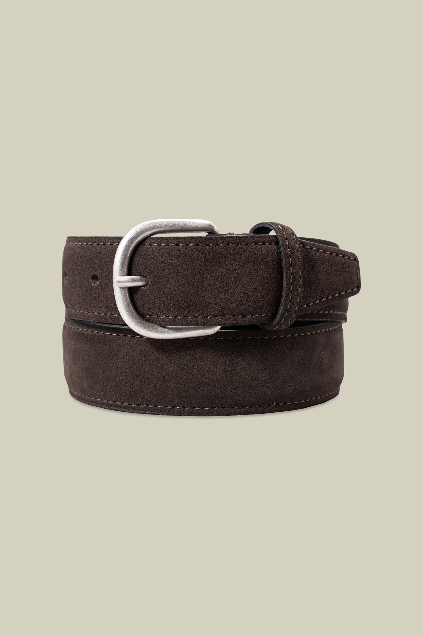 Classic men's belt in 100% suede leather with stitching image number 1