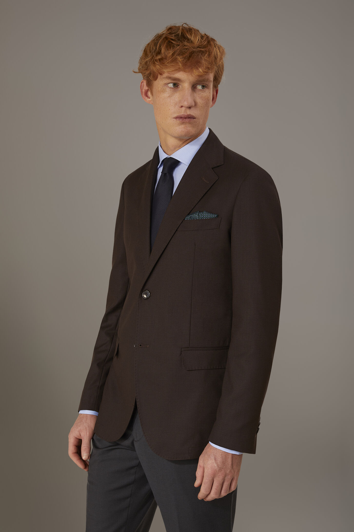 Single breasted jacket solid colour dobby fabric image number 1