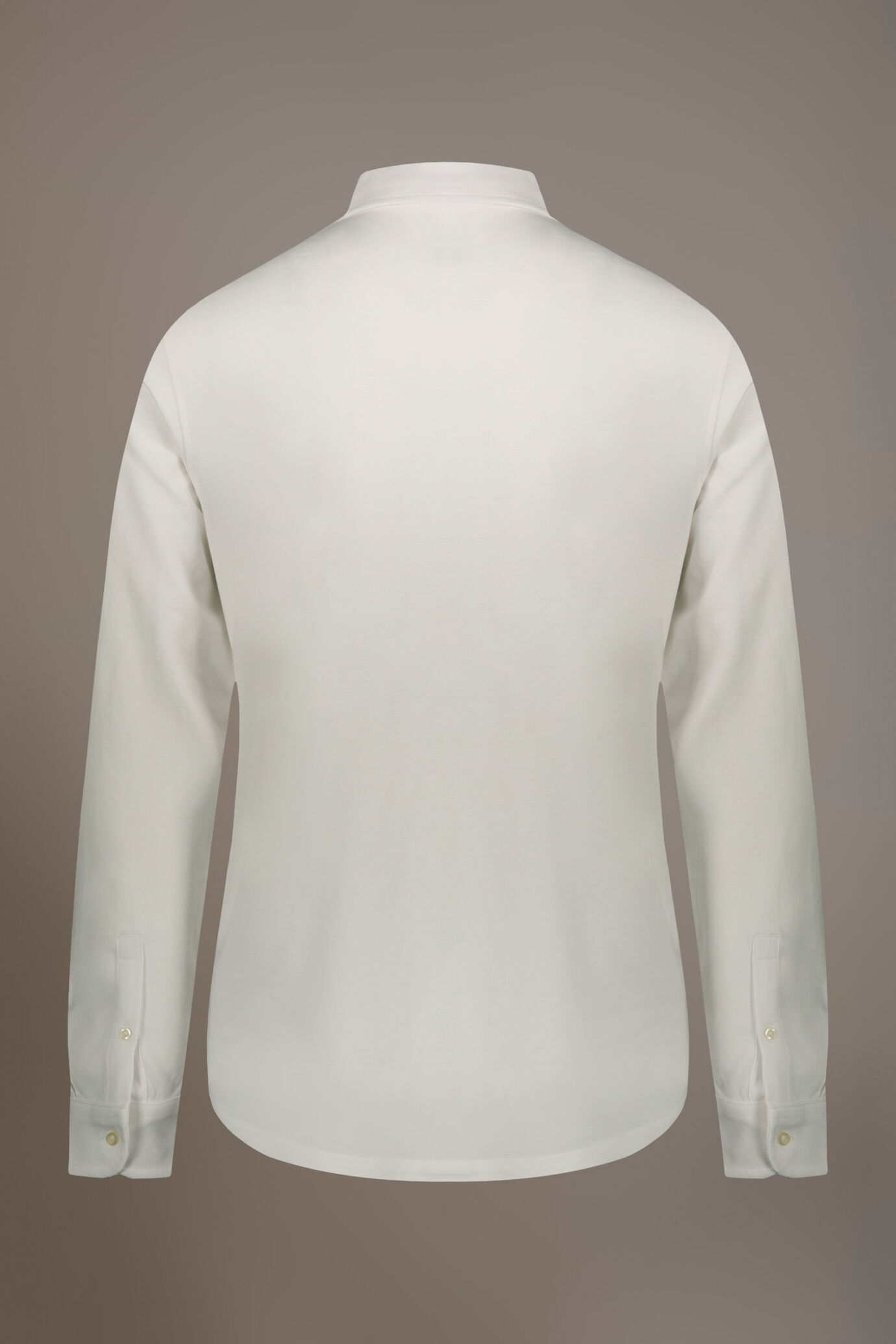 Polo camicia maniche lunghe 100% cotone piquet tinta unita image number 4