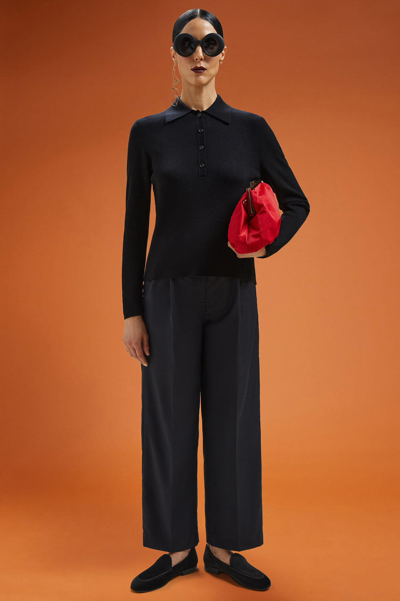 Polo donna a manica lunga regular fit image number 2