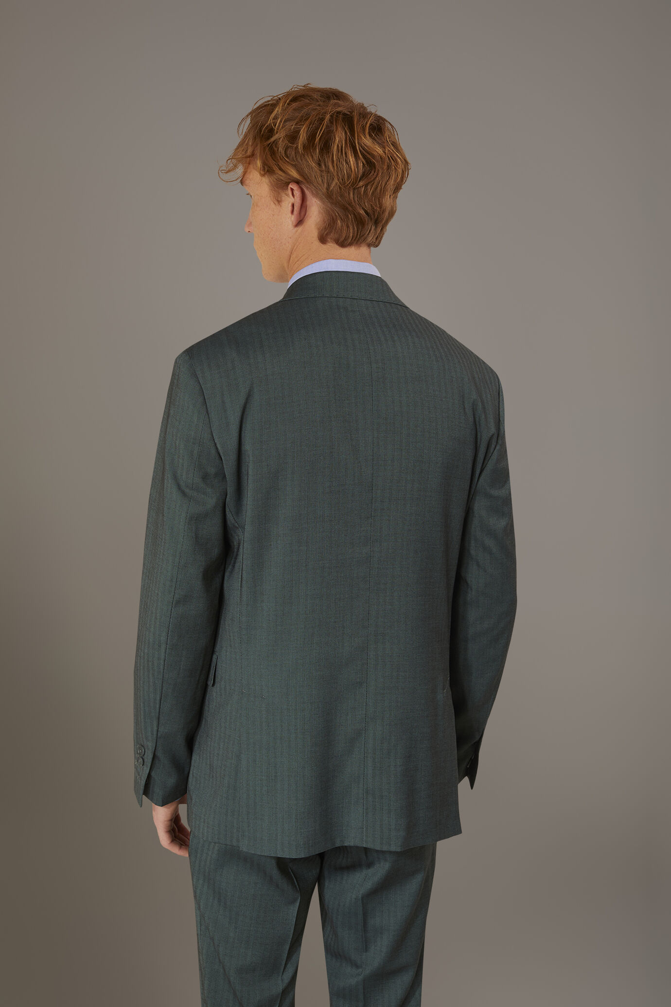 Regular fit single-breasted suit patterned herringbone fabric with solaro texture image number 3