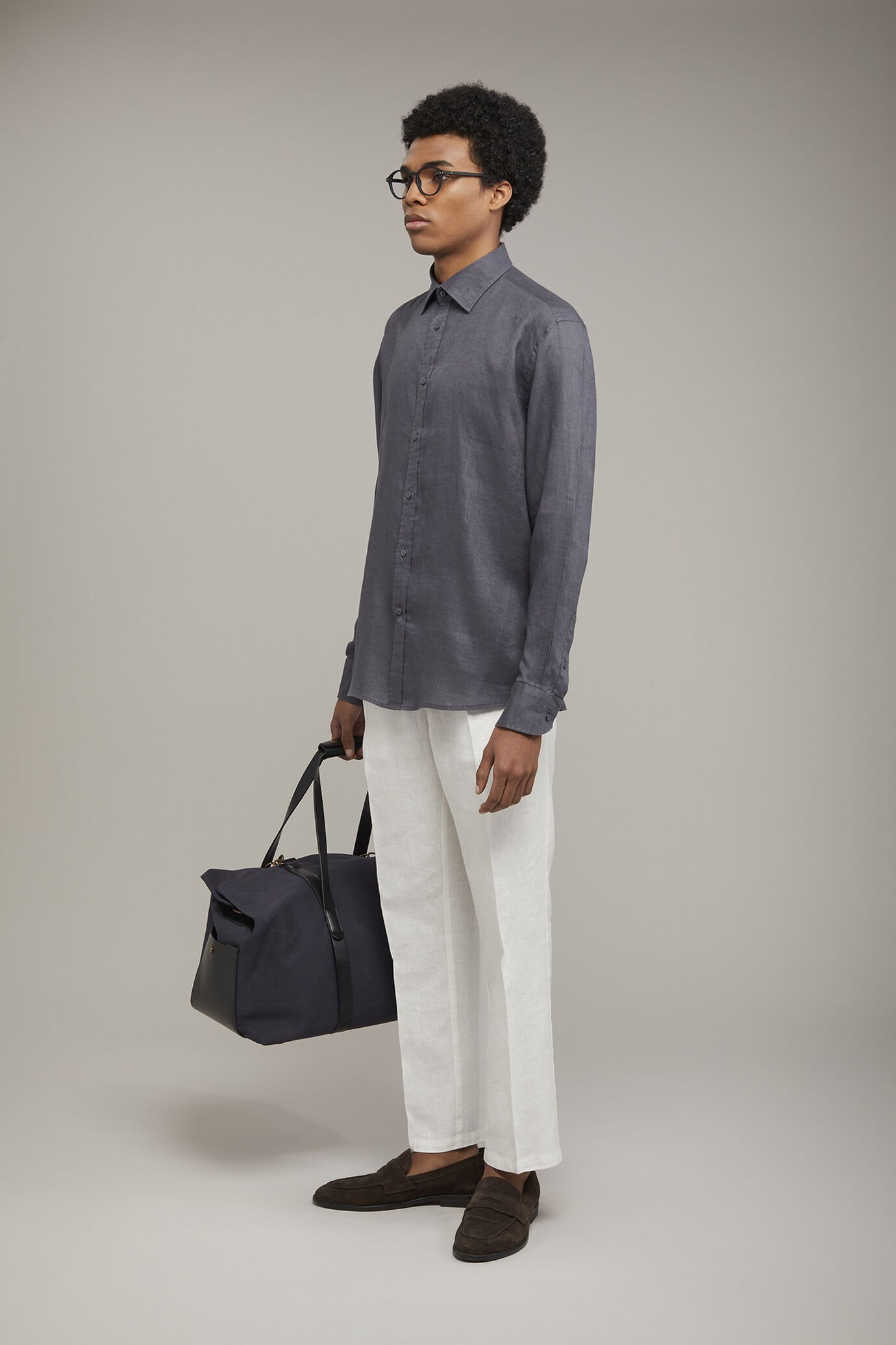 Men’s casual shirt classic collar 100% linen comfort fit image number 1