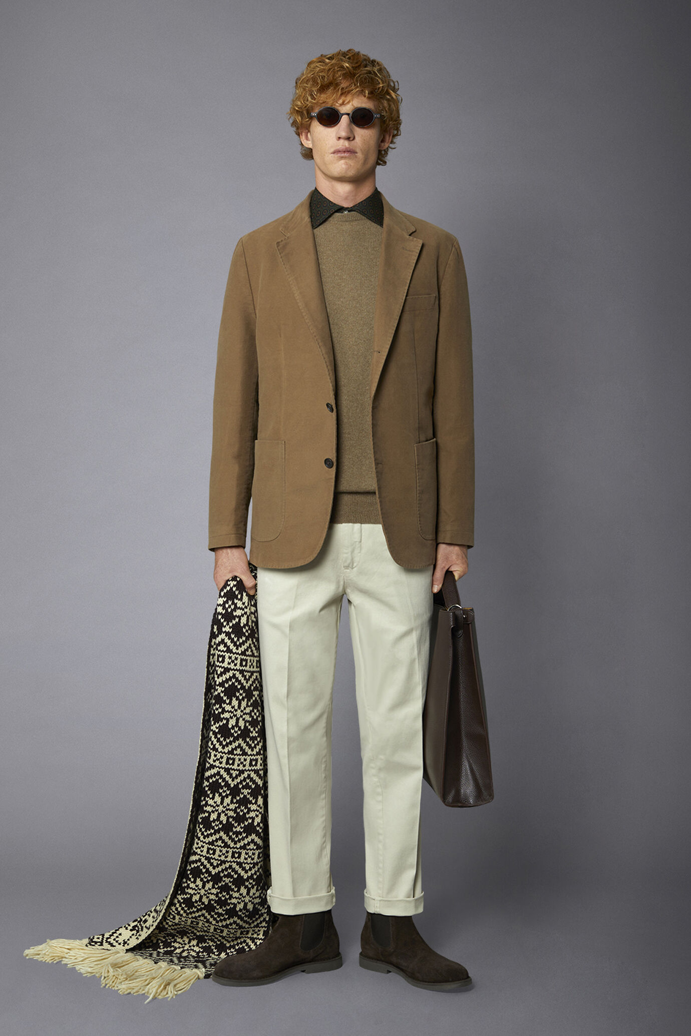 Men's single-breasted jacket in plain moleskin fabric regular fit image number 0