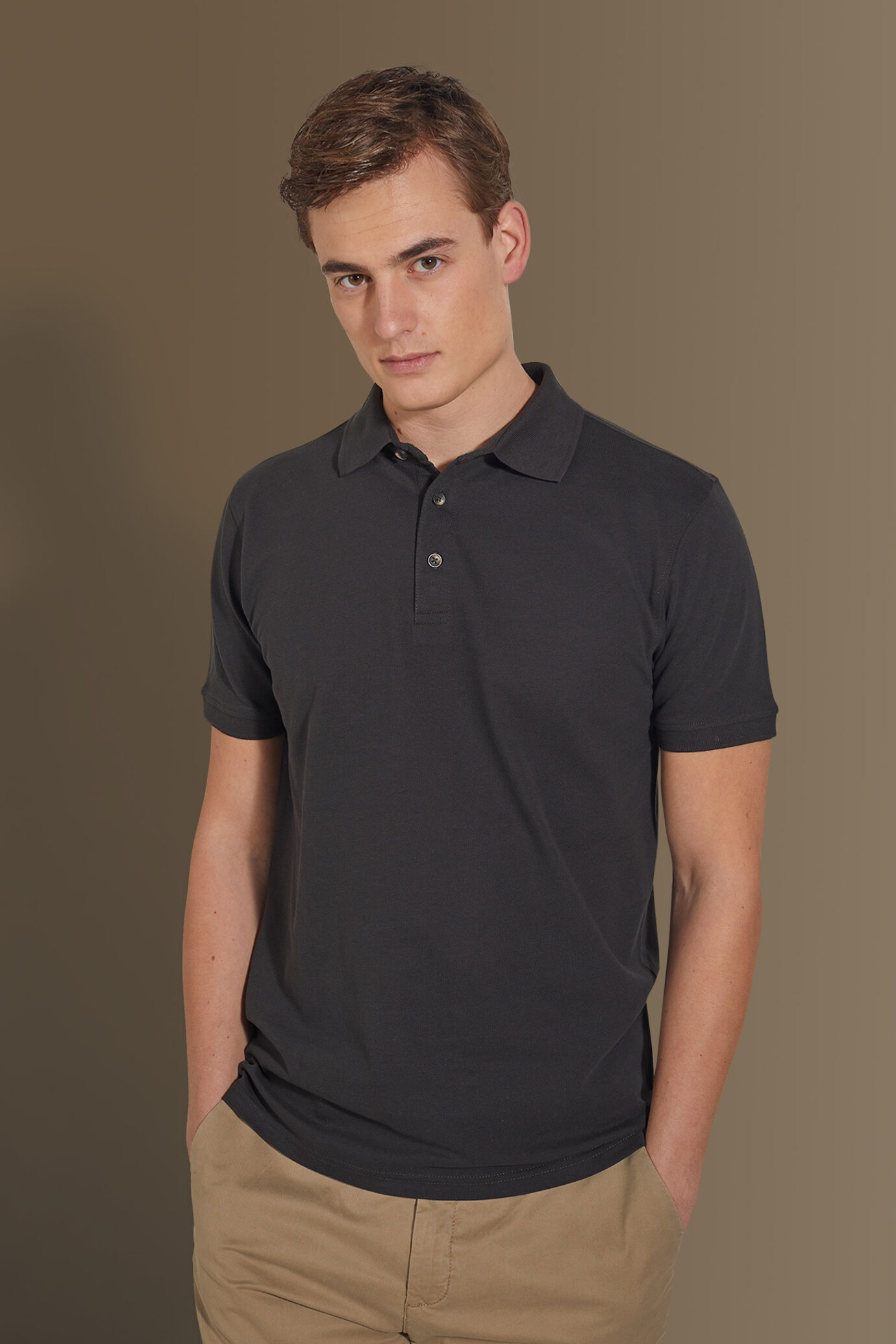 Polo manica corta uomo 100% cotone piquet tinta unita image number 0