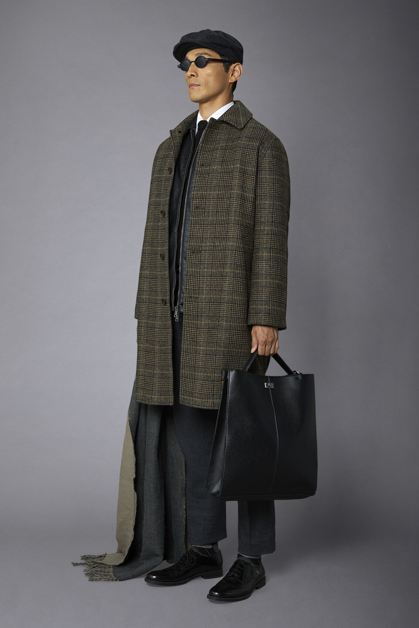 Men's wool-blend single-breasted checked loden coat image number 1
