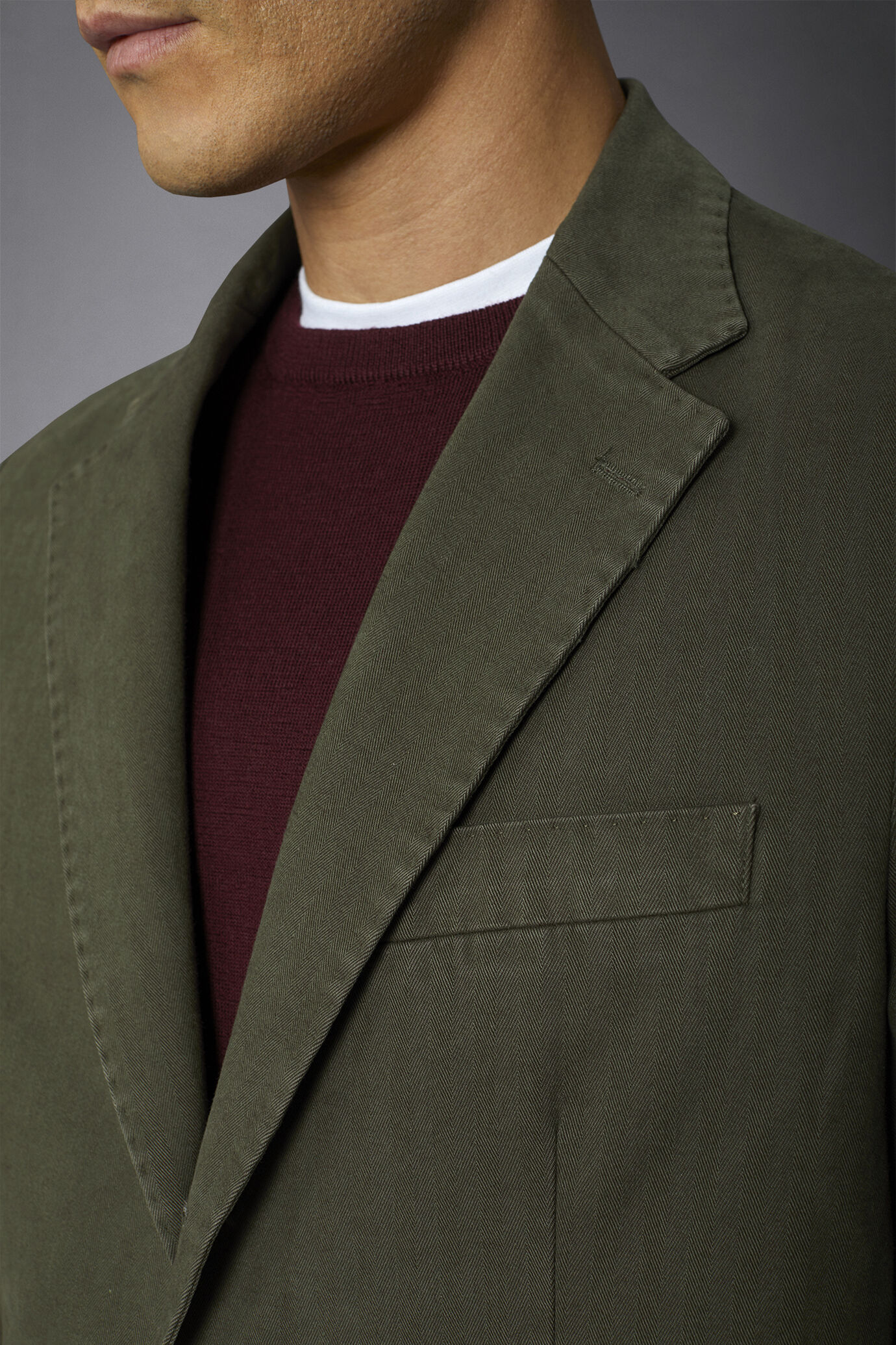 Men's single-breasted jacket with patch pocket harringbone design regular fit image number 3