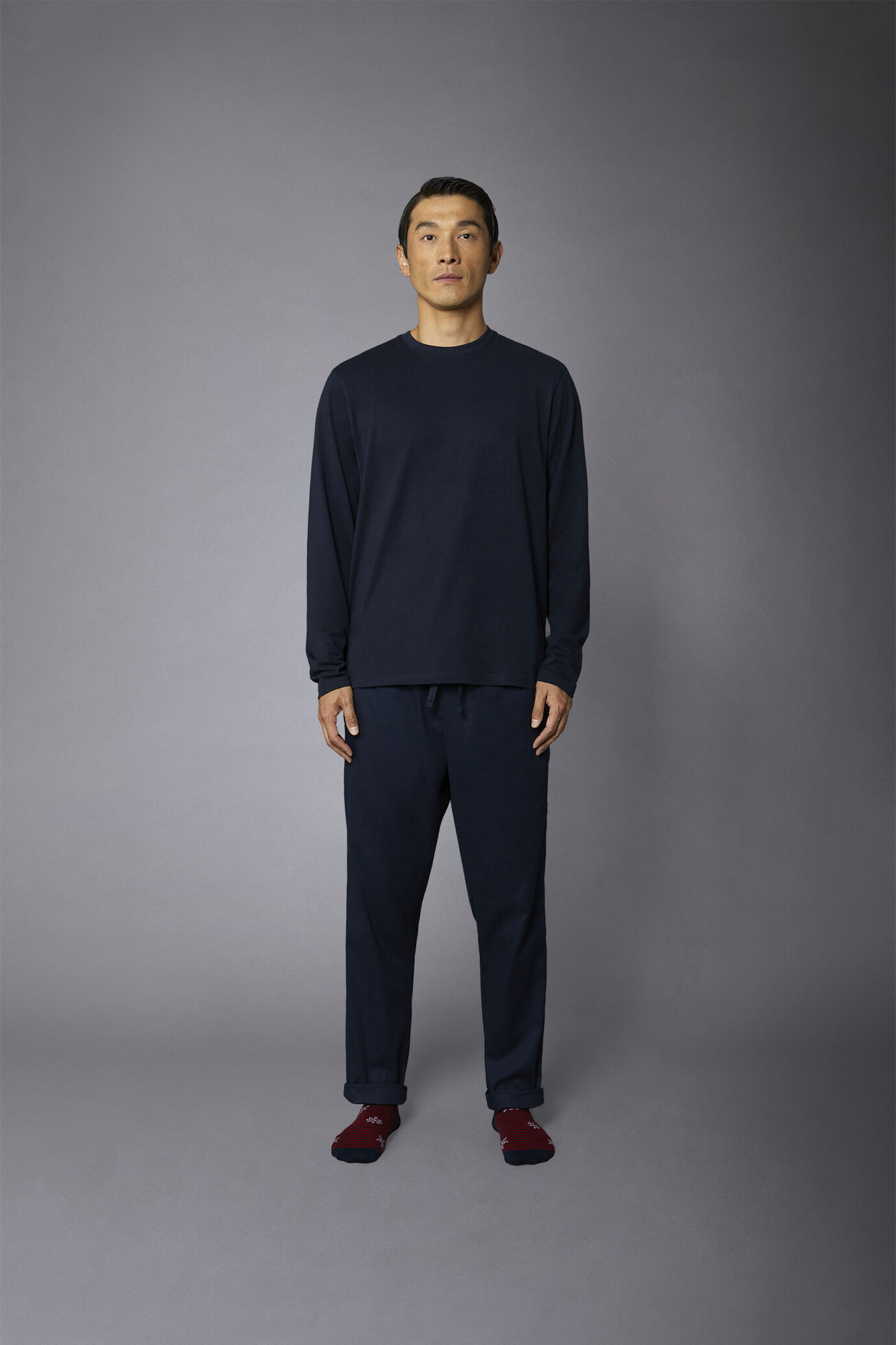 Men's solid-color pajamas in pure cotton image number 2