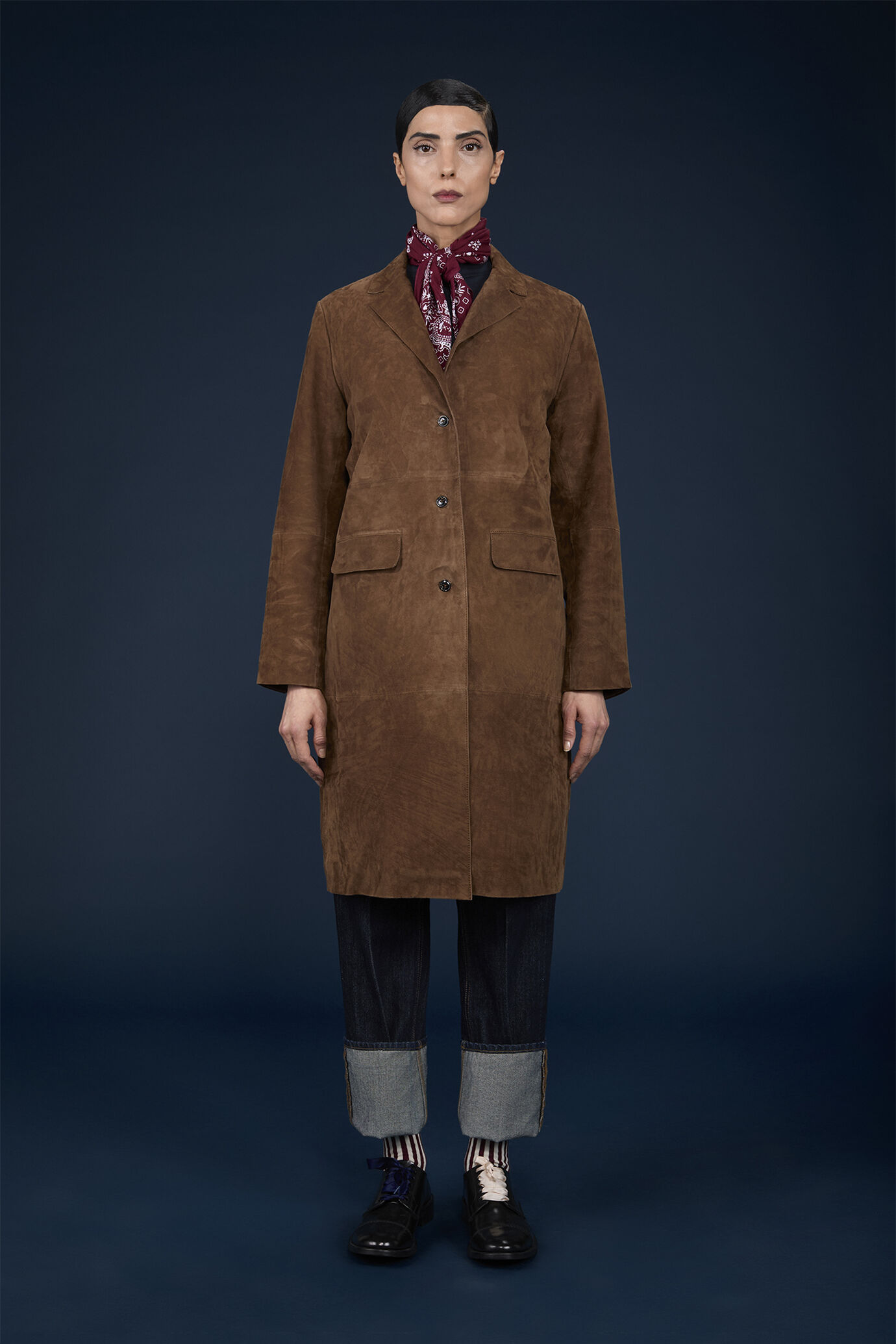 Manteau pour femme, 100% daim véritable, coupe classique image number 1