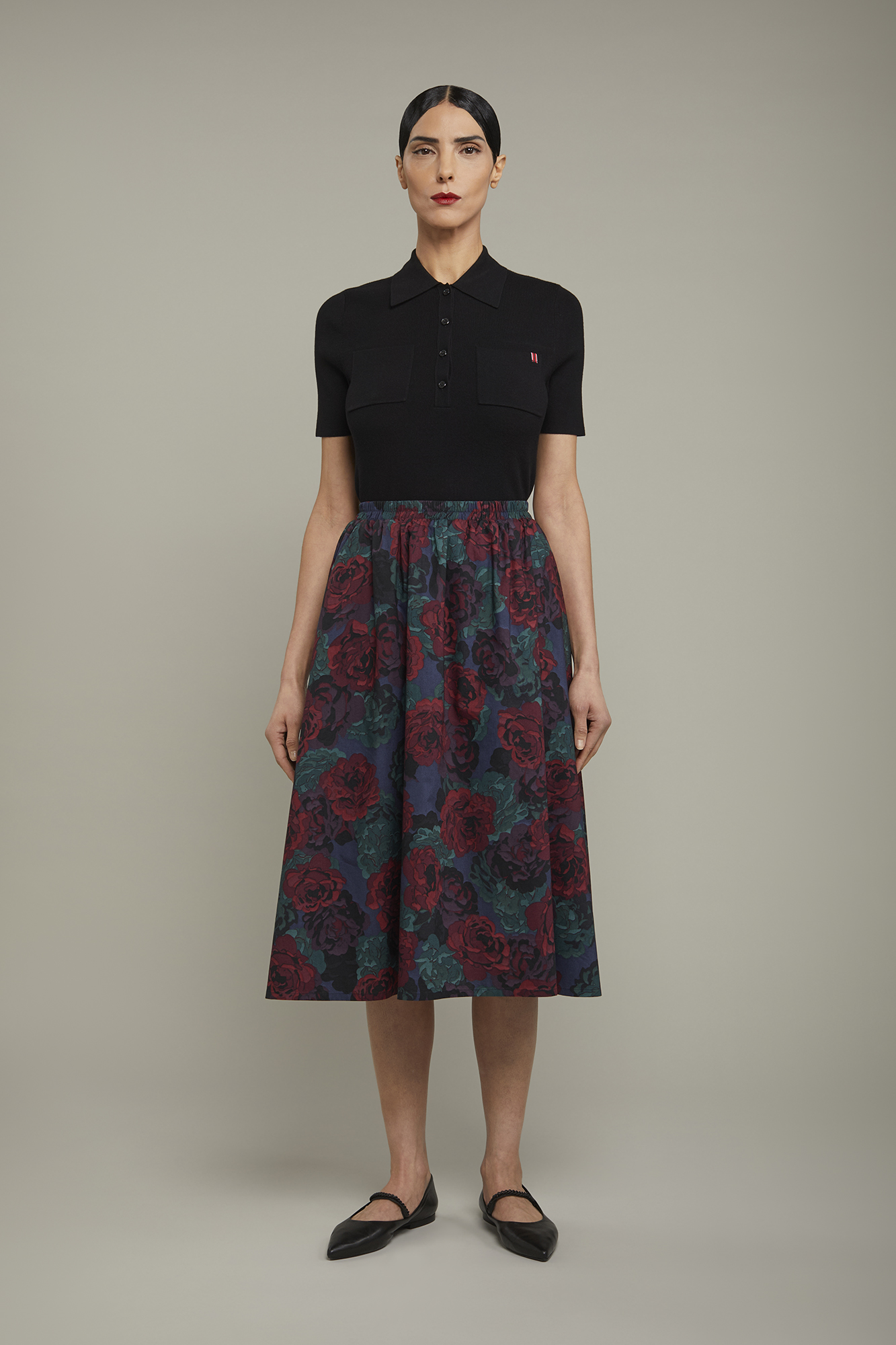 Jupe évasée Bimba été - Coton, Taille élastique, Mi-mollet, Style Boho à Volants