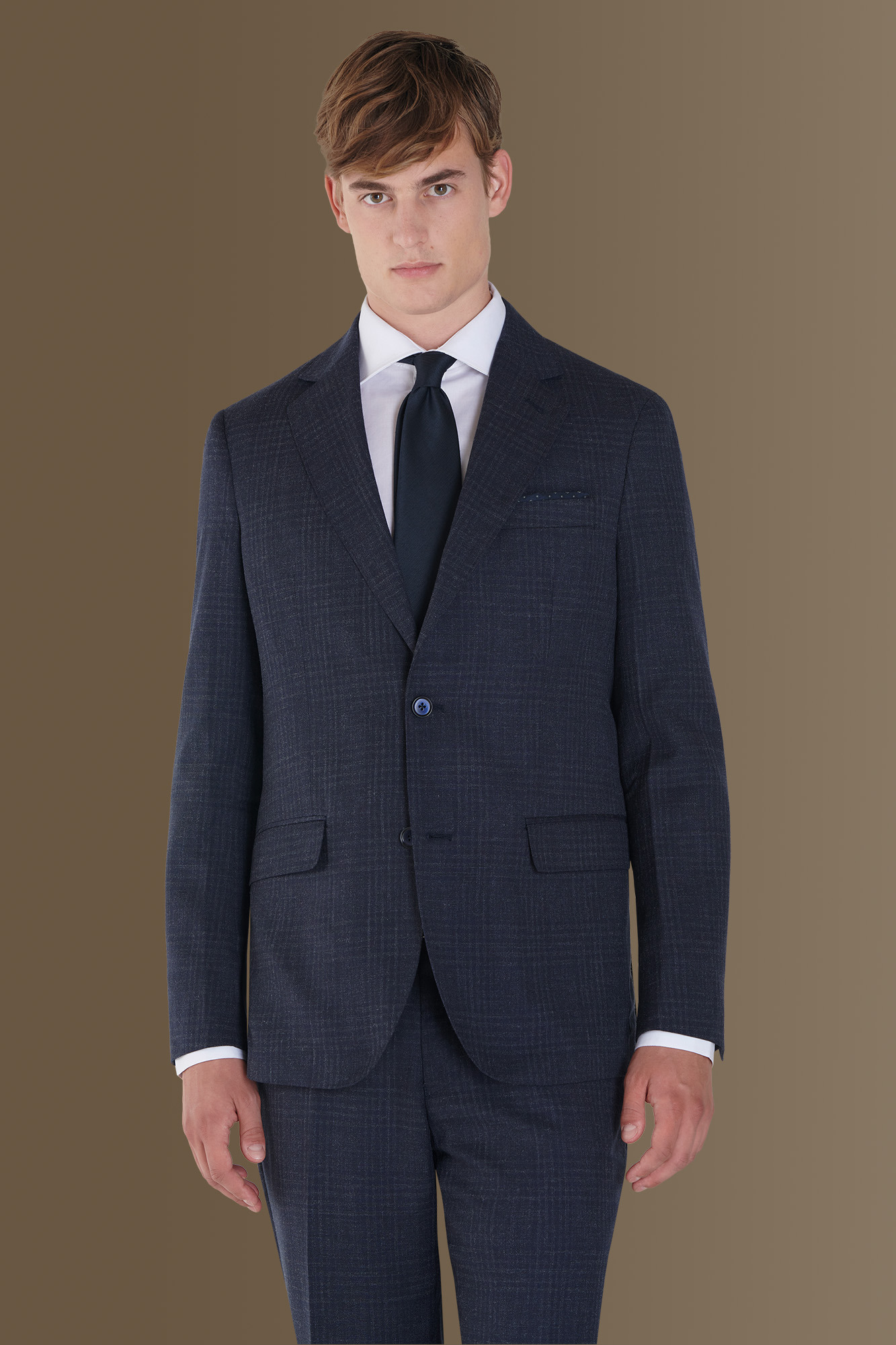 Single-breasted prince of wales fabric suit image number null