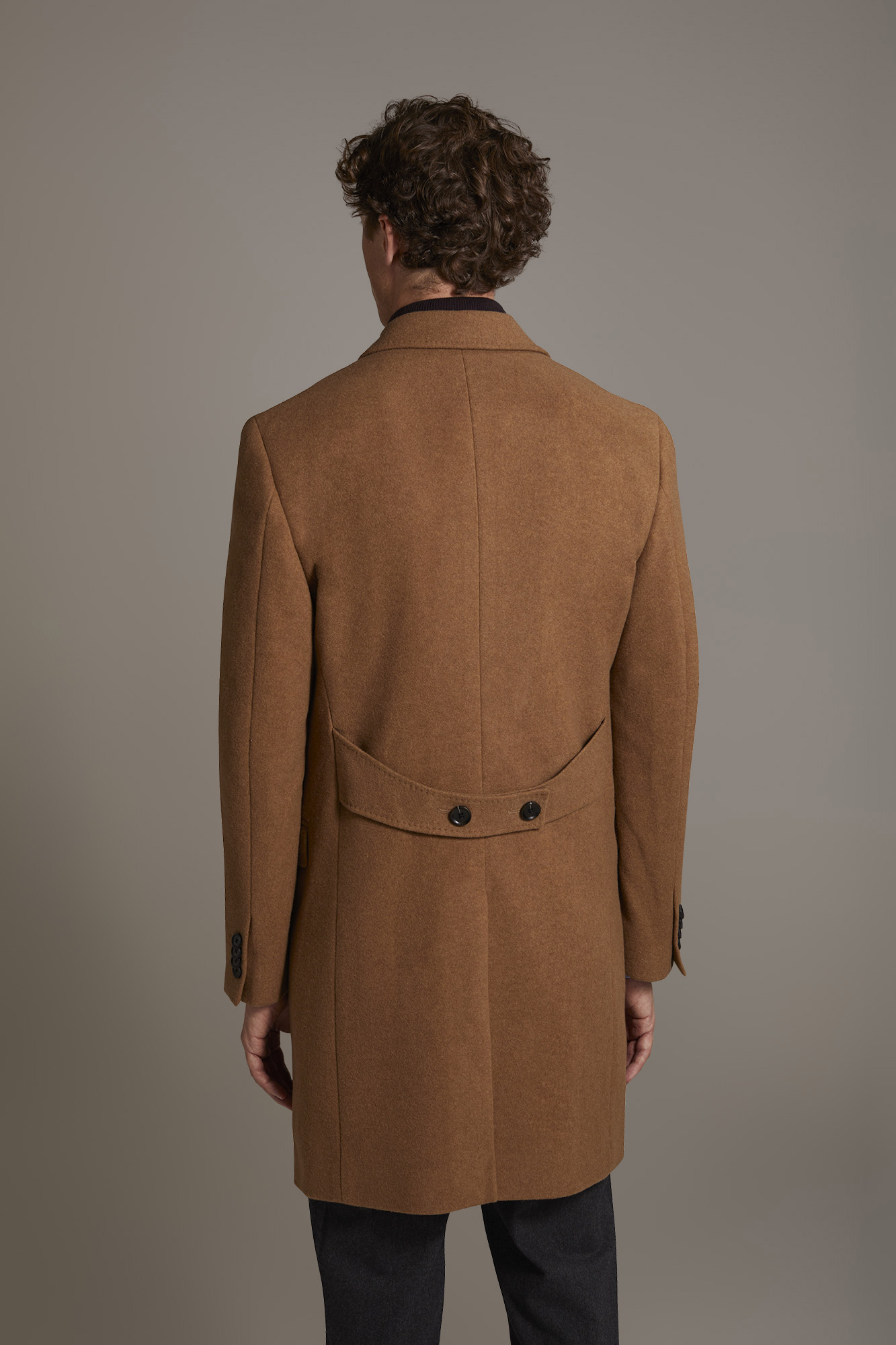 Cappotto classico doppiopetto misto lana lavorazione jersey image number null