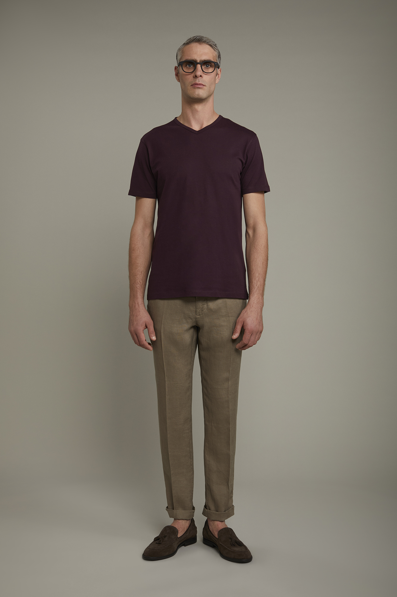 Regular fit Chino trousers 100% linen image number null