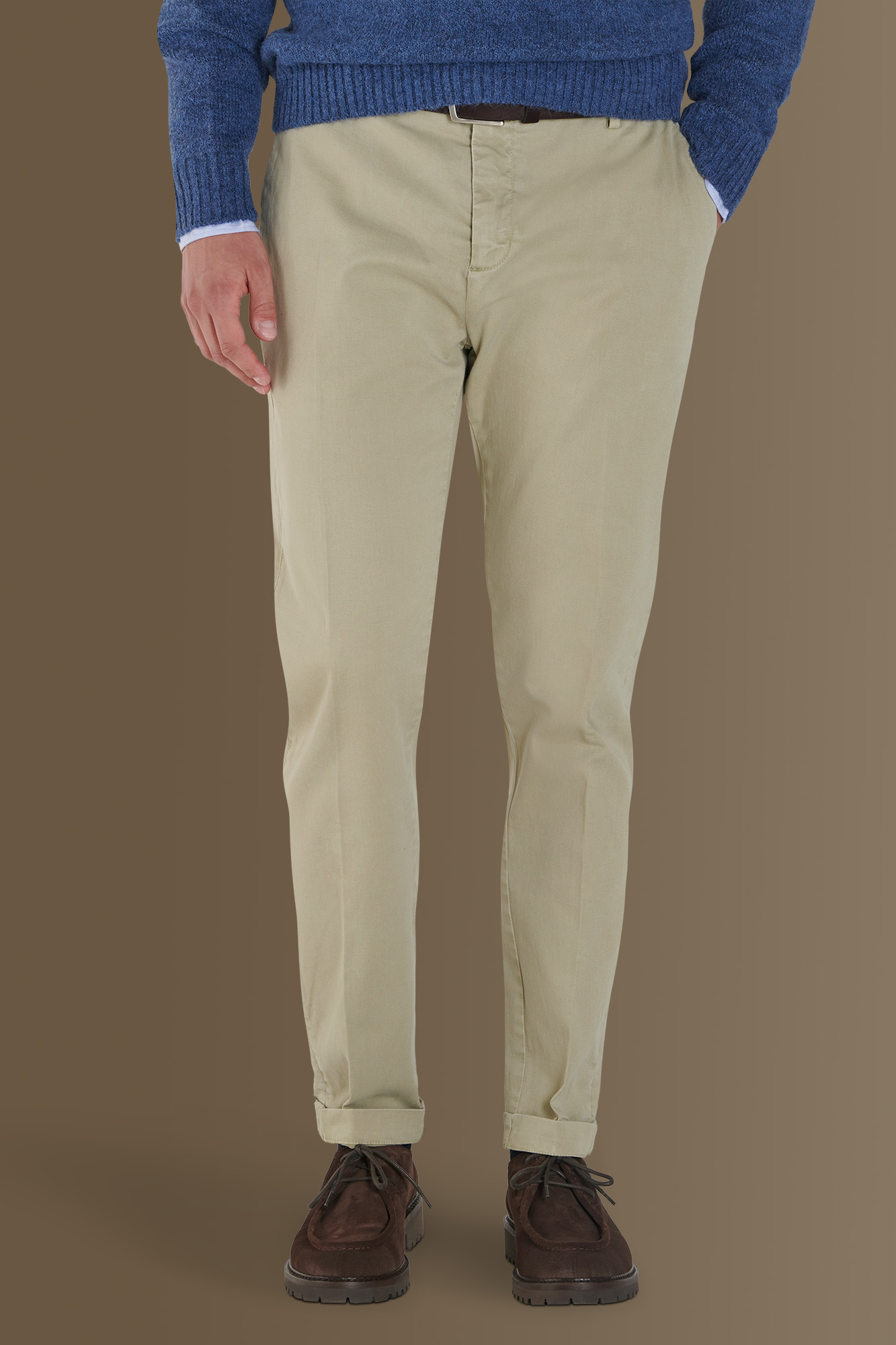 Pantalone classico chino twill elasticizzato image number null