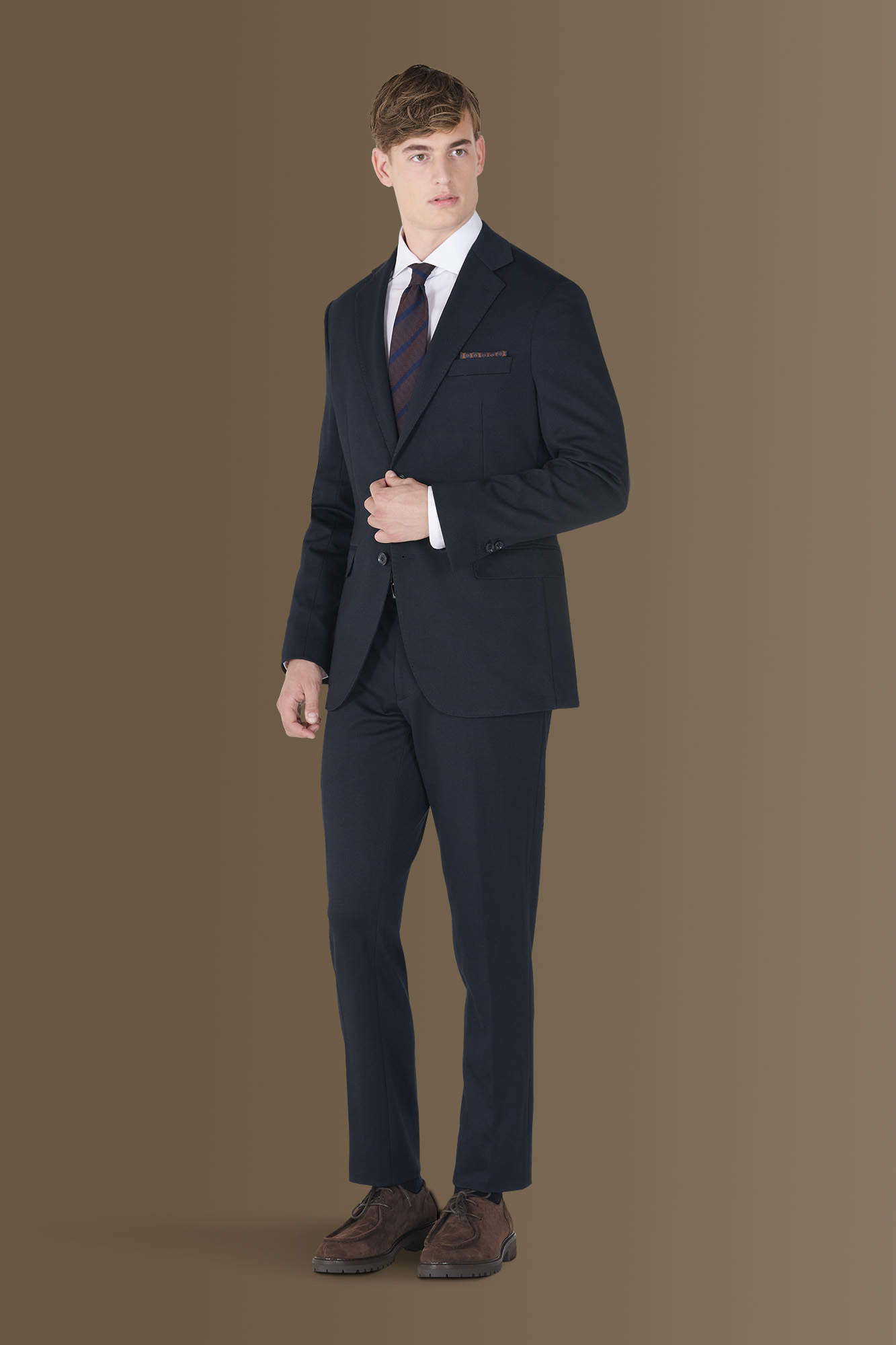 Single-breasted birdseye jersey fabric suit image number null
