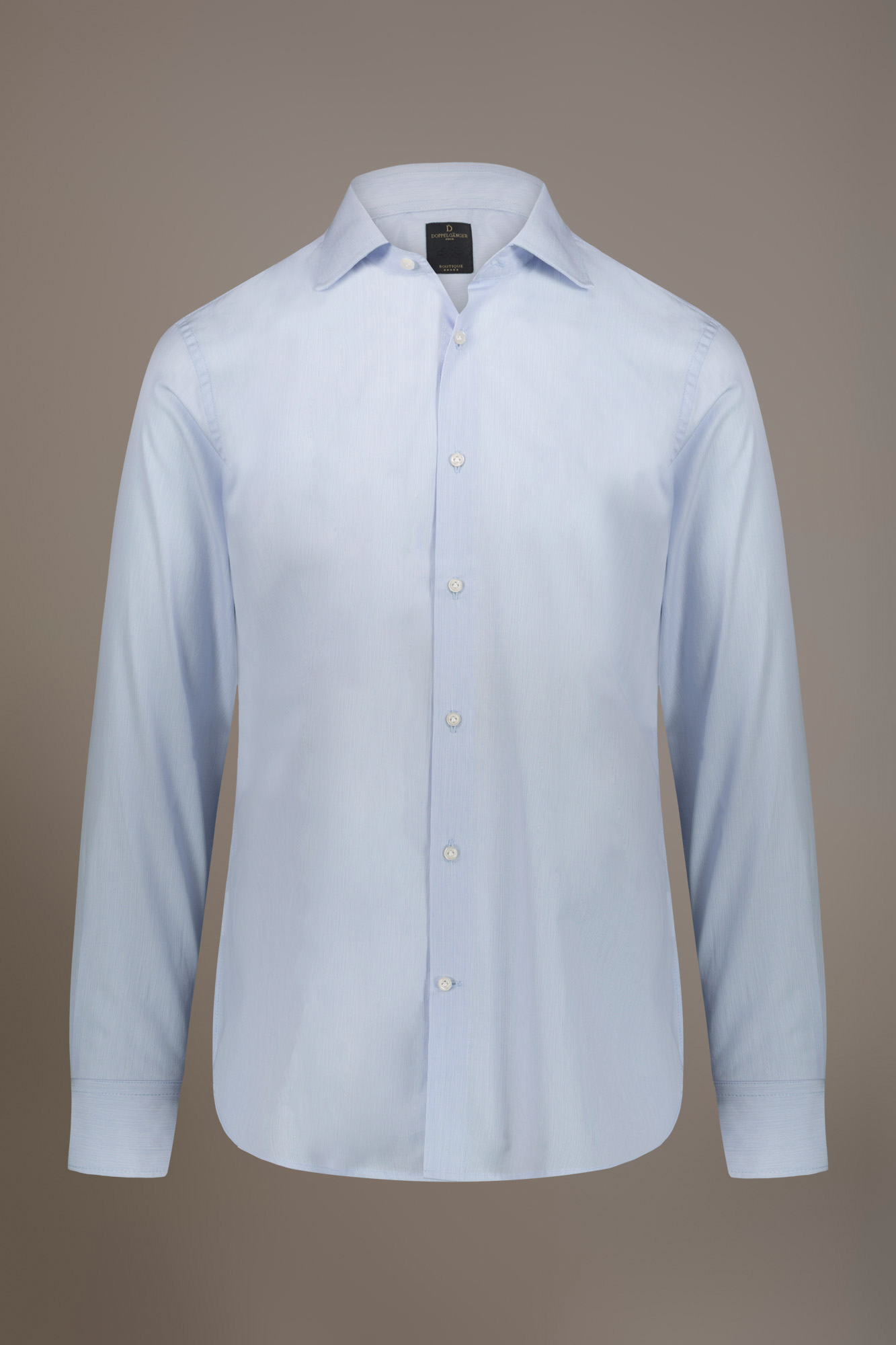 Camicia classica collo francese slim fit tessuto tinto filo rigato image number 3
