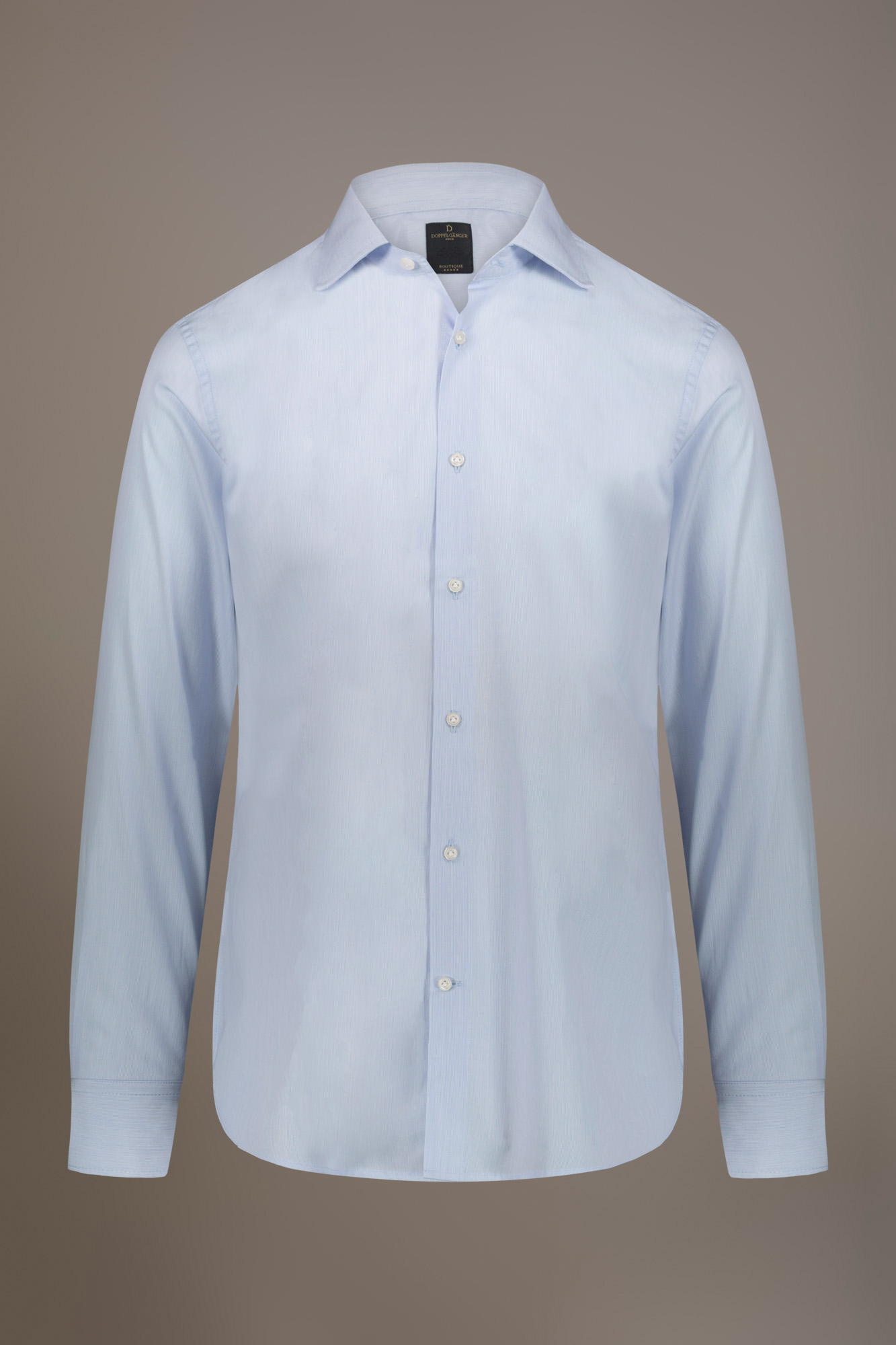 Camicia classica collo francese slim fit tessuto tinto filo rigato image number null