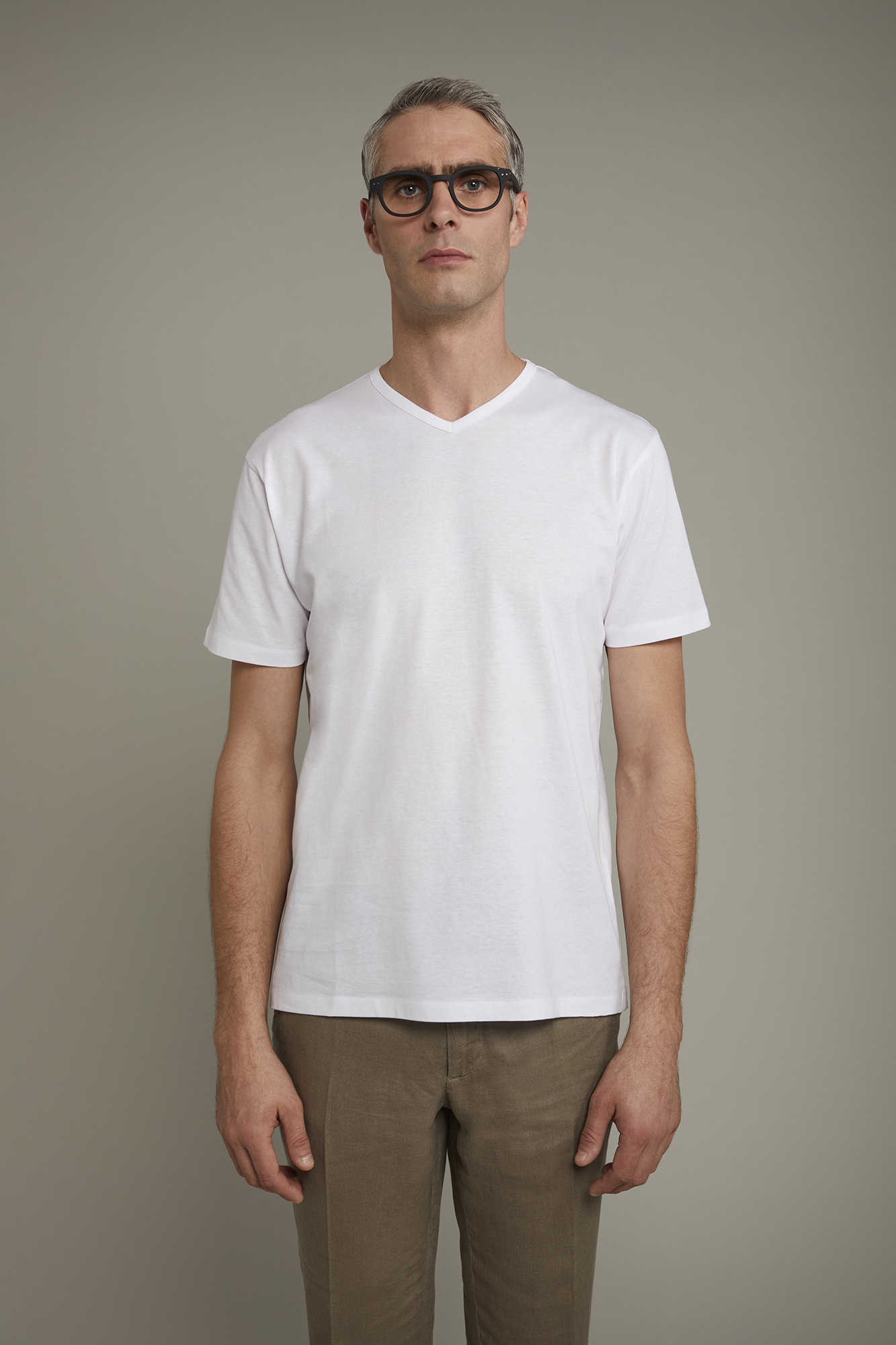 Men’s 100% cotton v neck t-shirt in jersey regular fit image number null