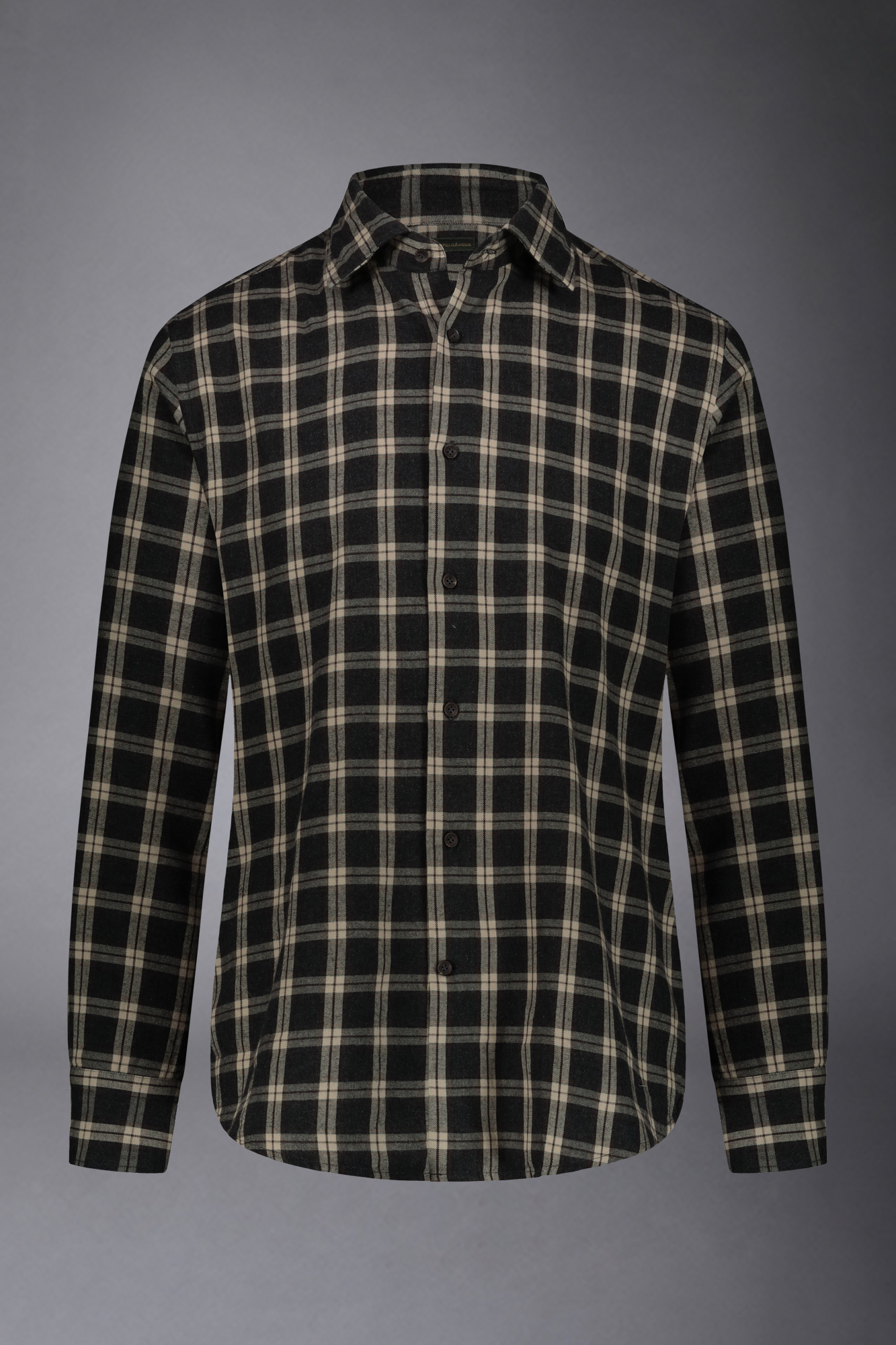 Men's casual french collar comfort fit shirt flannel fabric checked pattern image number null