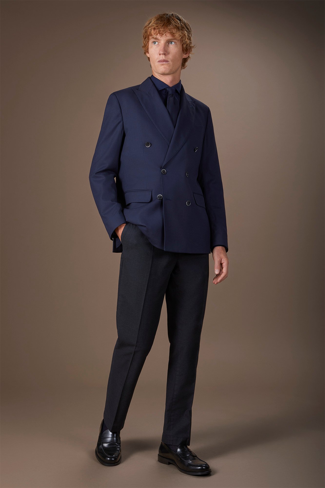 Camicia Casual Collo Francese Comfort Fit Tessuto In Flanella Tinta Unita