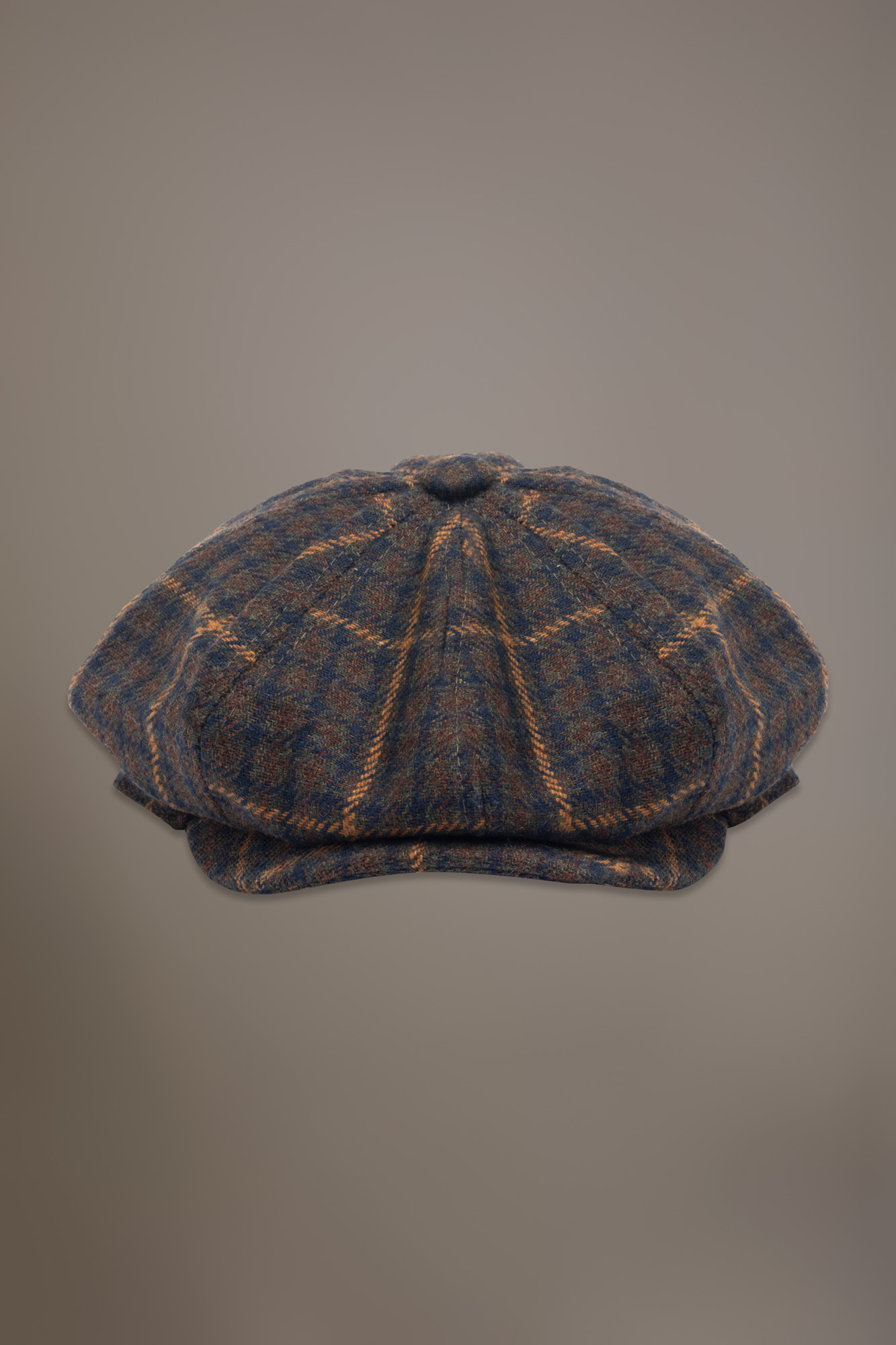 Check design wool blend newsboy hat