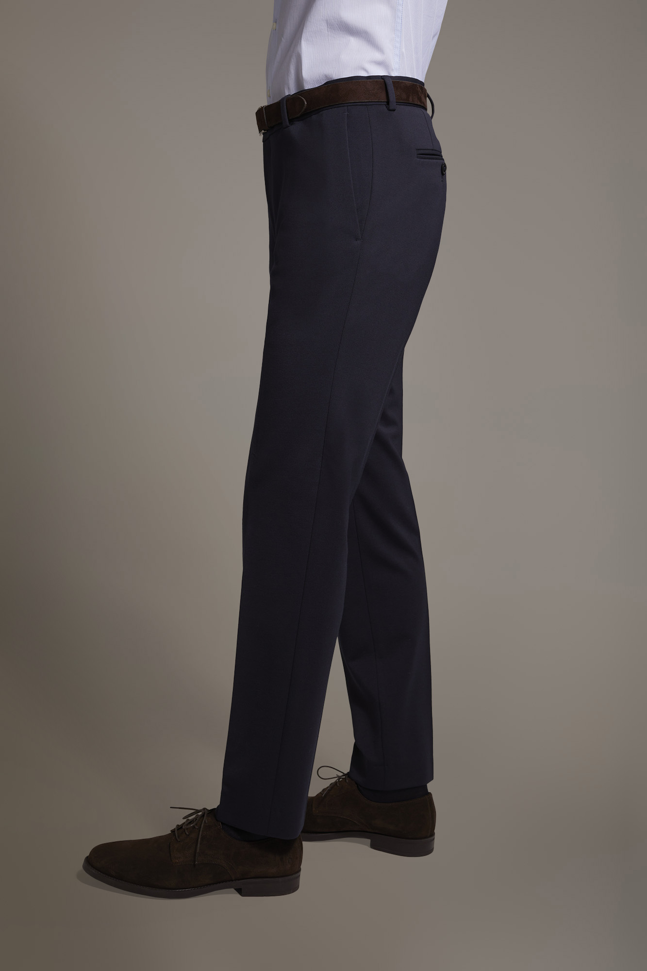 Pantalone uomo in jersey regular fit senza pinces piega classica blue navy image number null