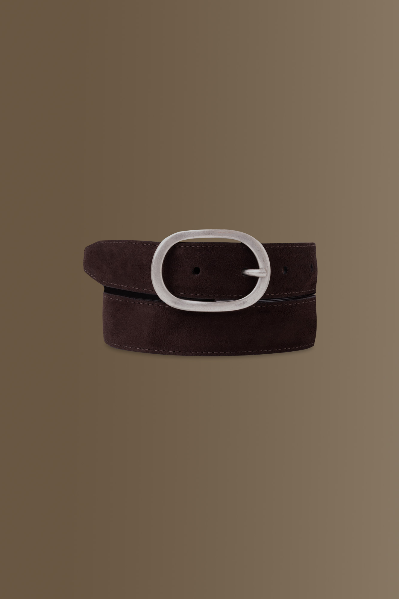 Cintura brown uomo in suede misto pelle image number null