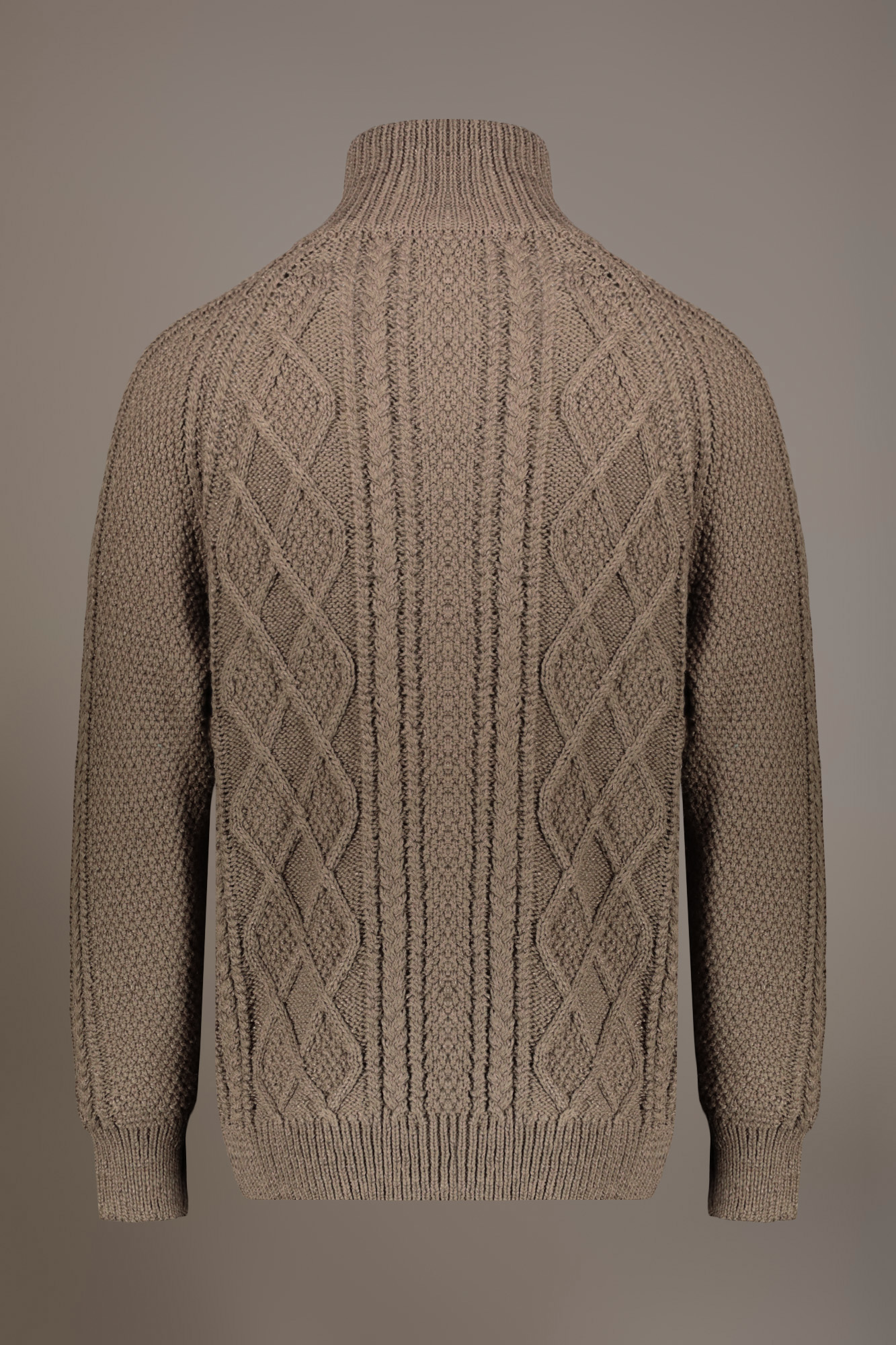 Heavy knit wool blend turtleneck cardigan image number null