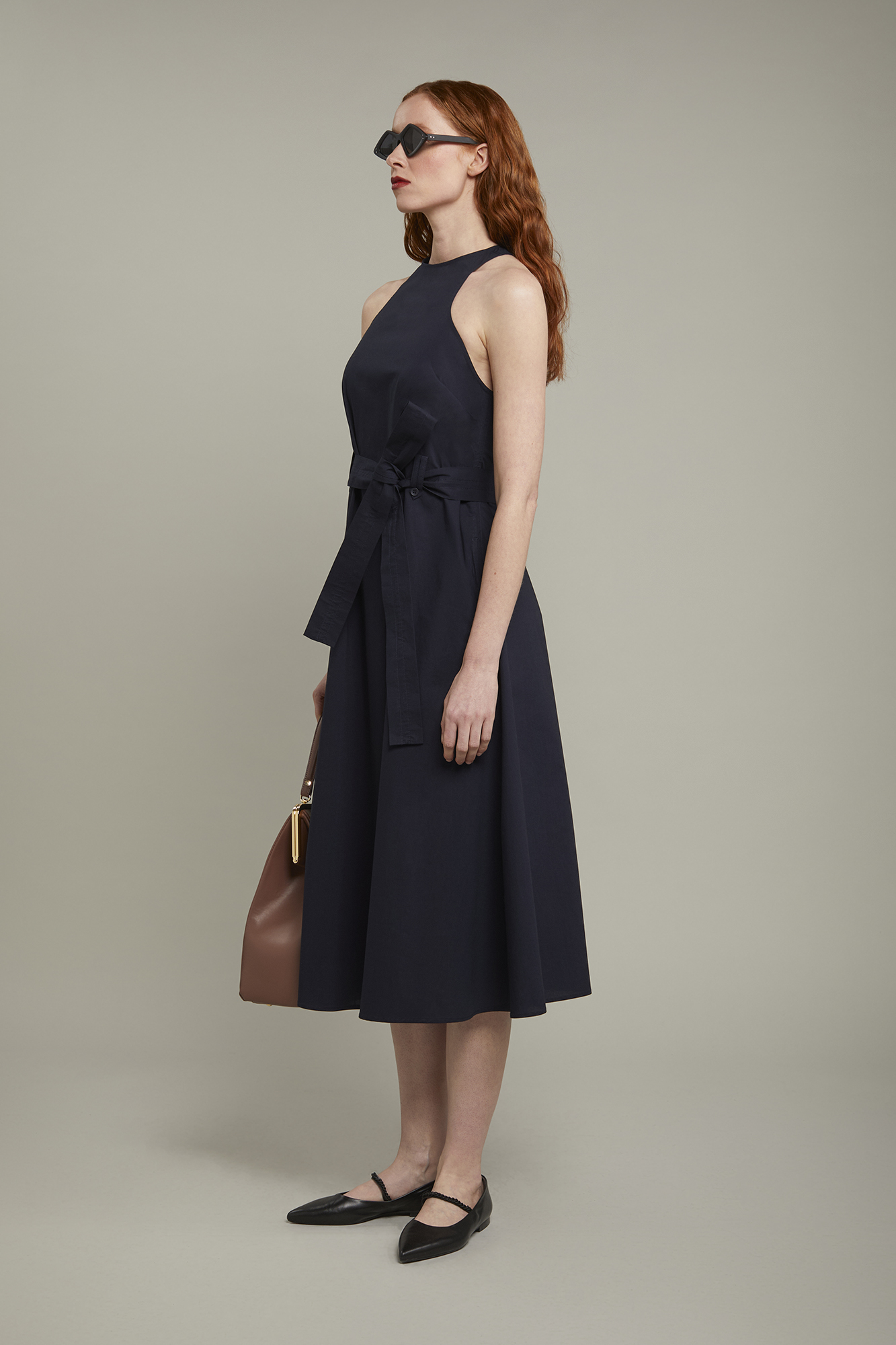 Women’s midi dress with belt regular fit image number null