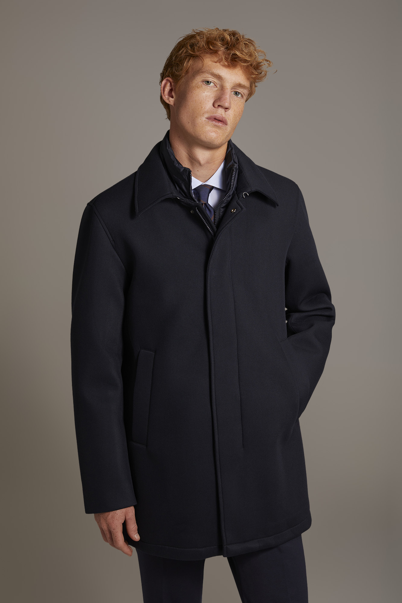 Padded coat in twill fabric image number null