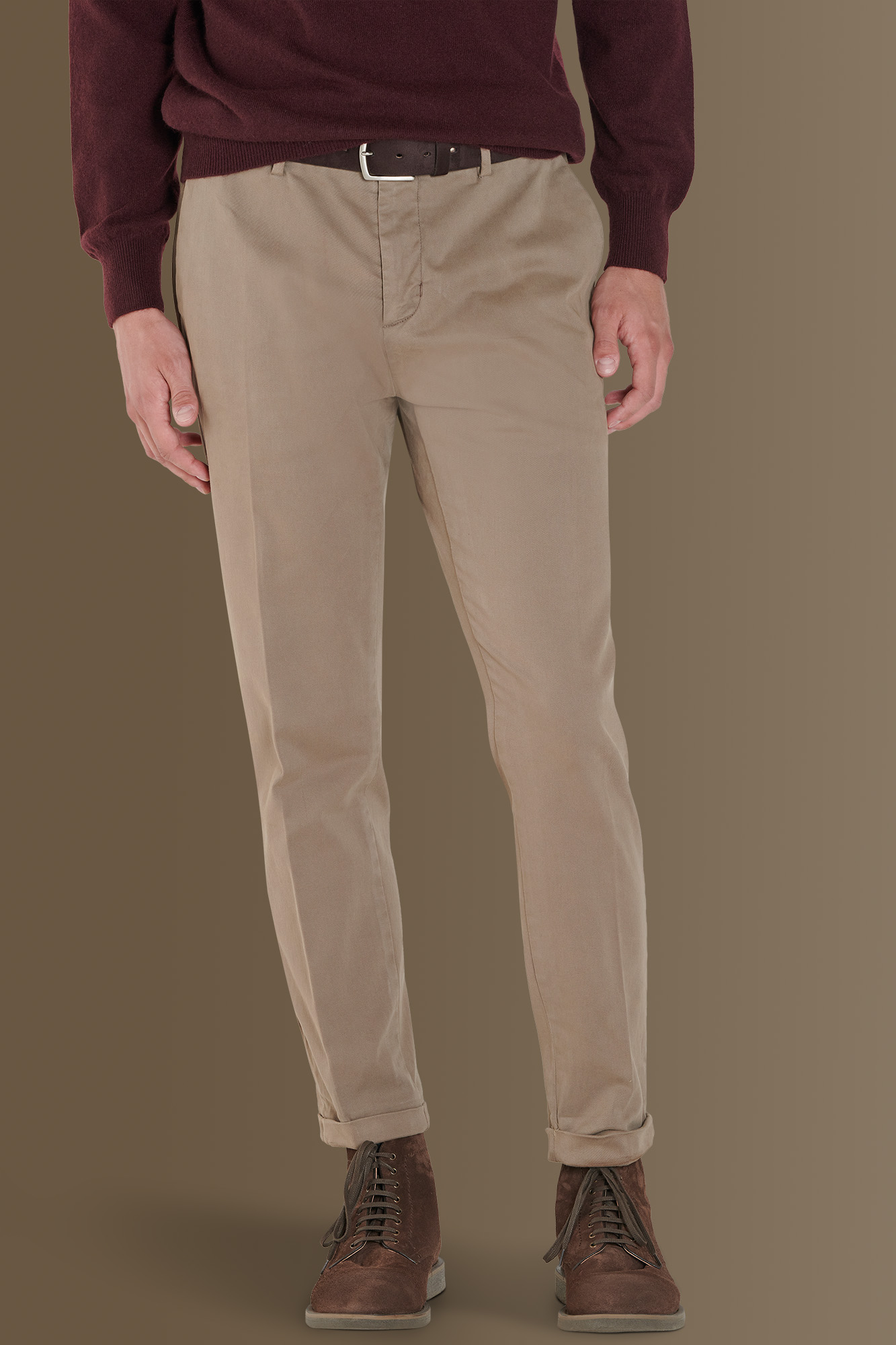Pantalone classico chino twill elasticizzato image number null