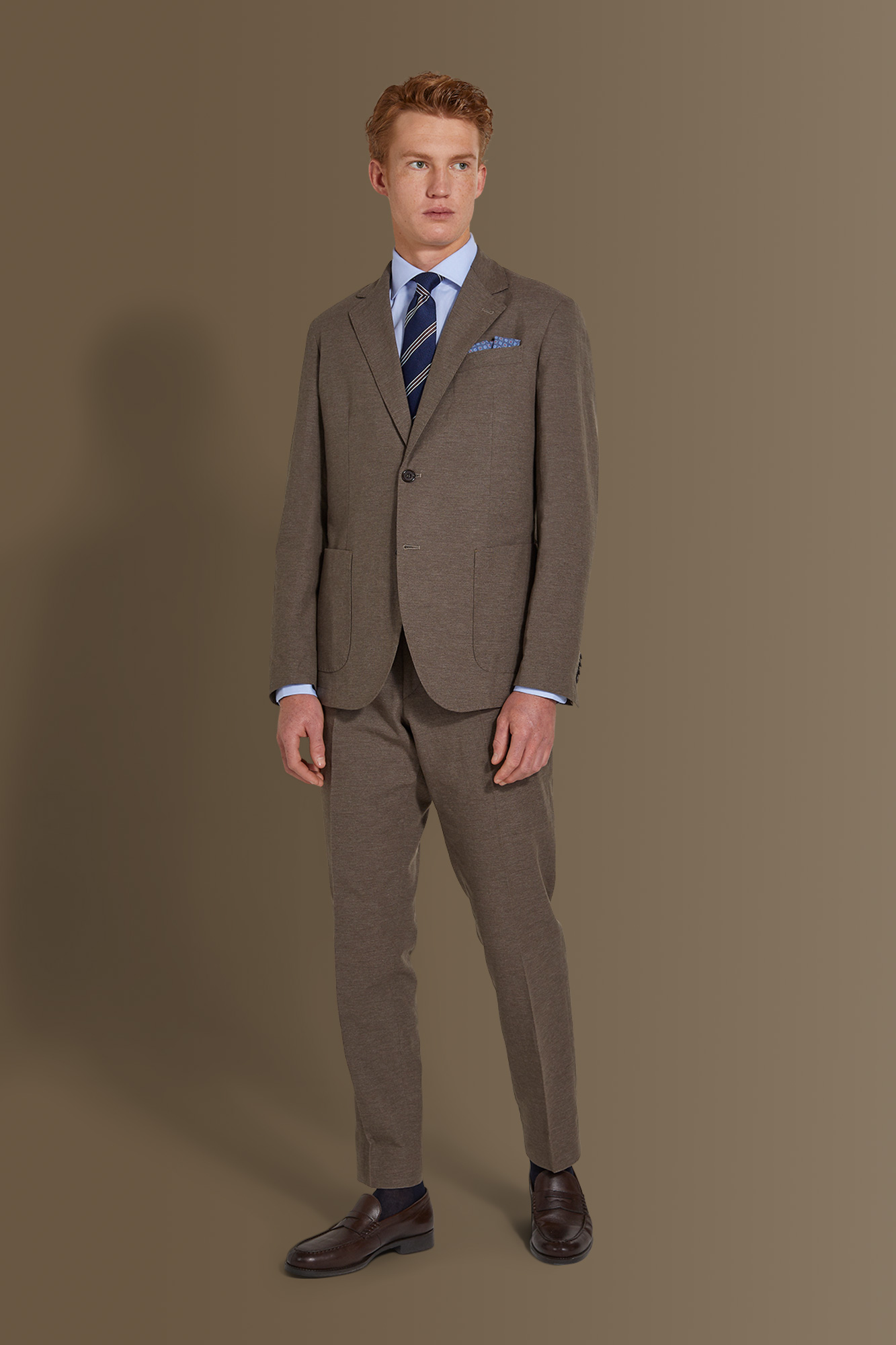 Single breasted suit flat trousers 100% linen made in italy image number null