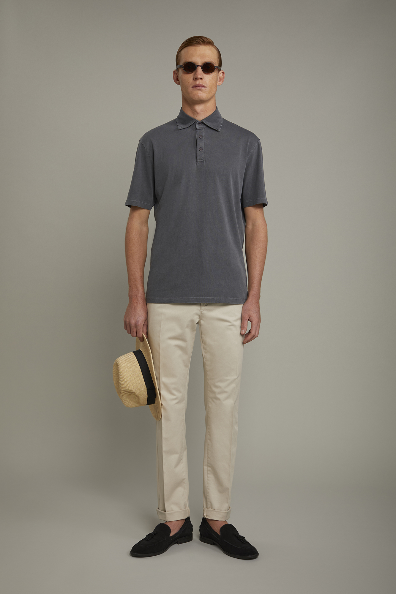 Kurzärmeliges Herren-Poloshirt aus 100 % Baumwolle in normaler Passform image number null